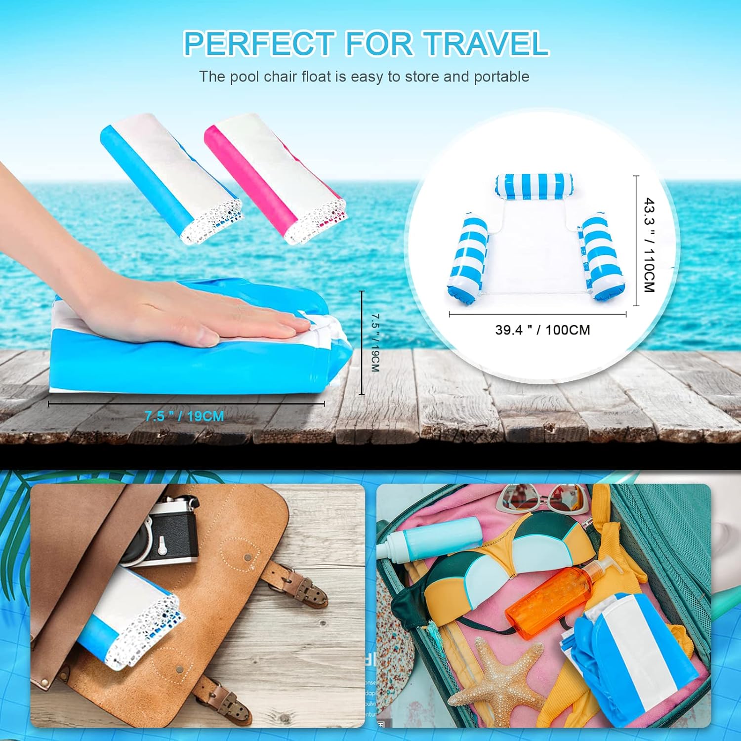 Thumbnail 4 de Inflatable Pool Float Lounger – Water Hammock Floating Chair for Adults