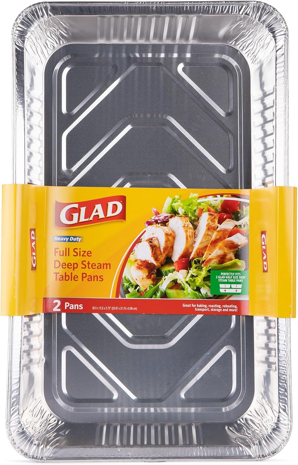 Detalle 2 de Glad BB21178 Full-Size Deep Steam Table Pans, Aluminium, 2-Pack