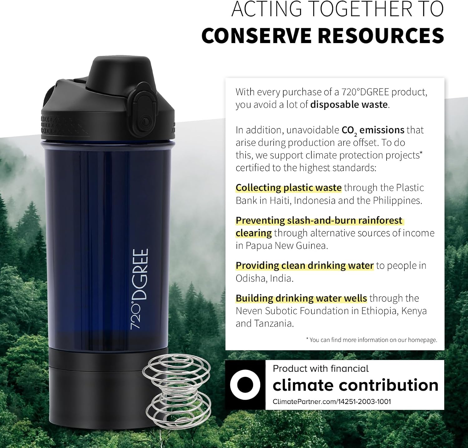 Detalle 2 de 720°DGREE uberShaker Protéiné 550 ml — shaker avec compartiment poudre et mélangeur spirale