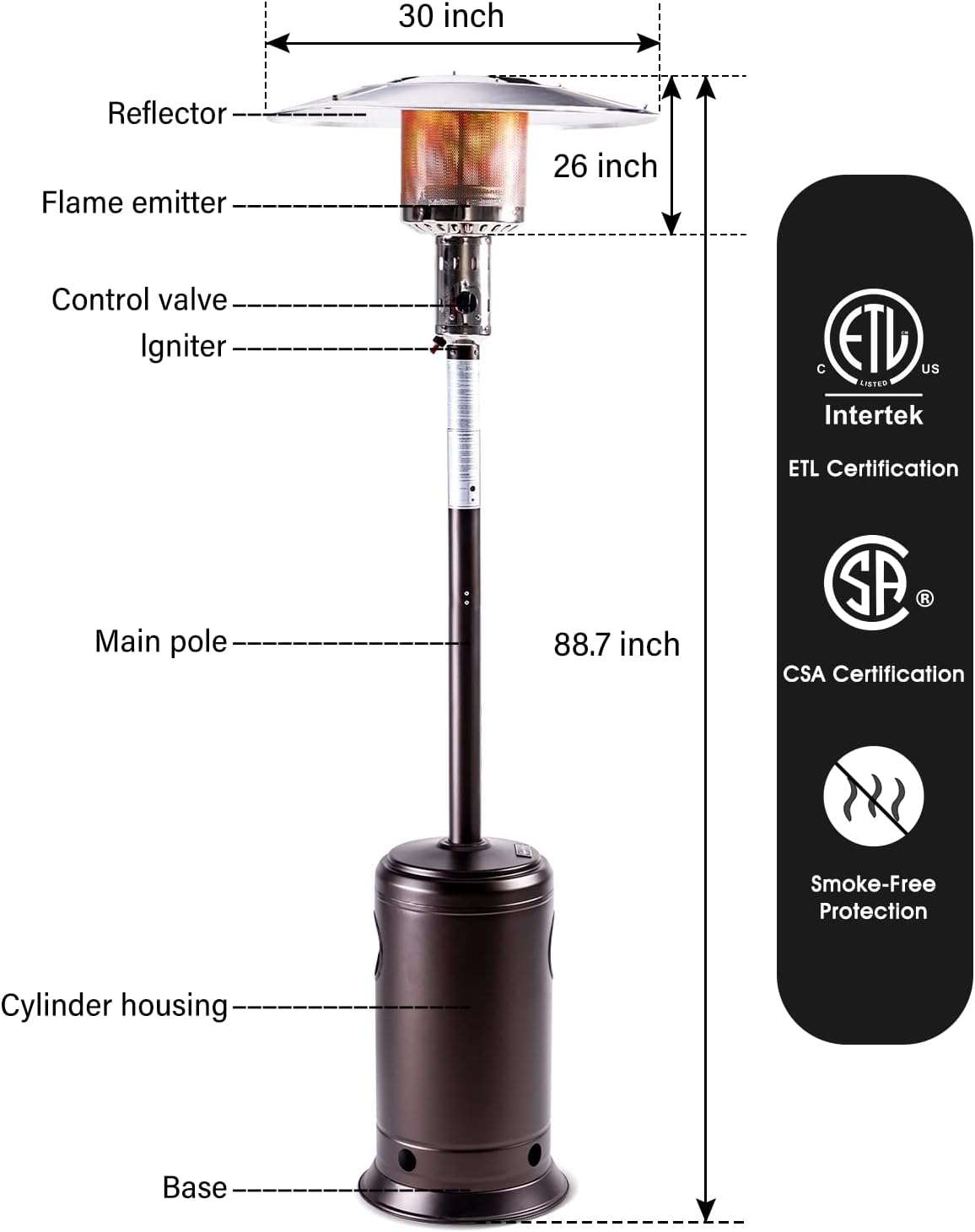 Detalle 2 de Legacy Heating Patio Heater, Mocha