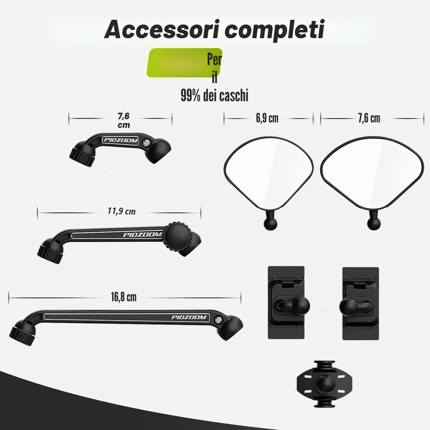 Detalle de PidZoom Specchietto retrovisore per casco bici: regolabile a 540° e facilmente ripiegabile