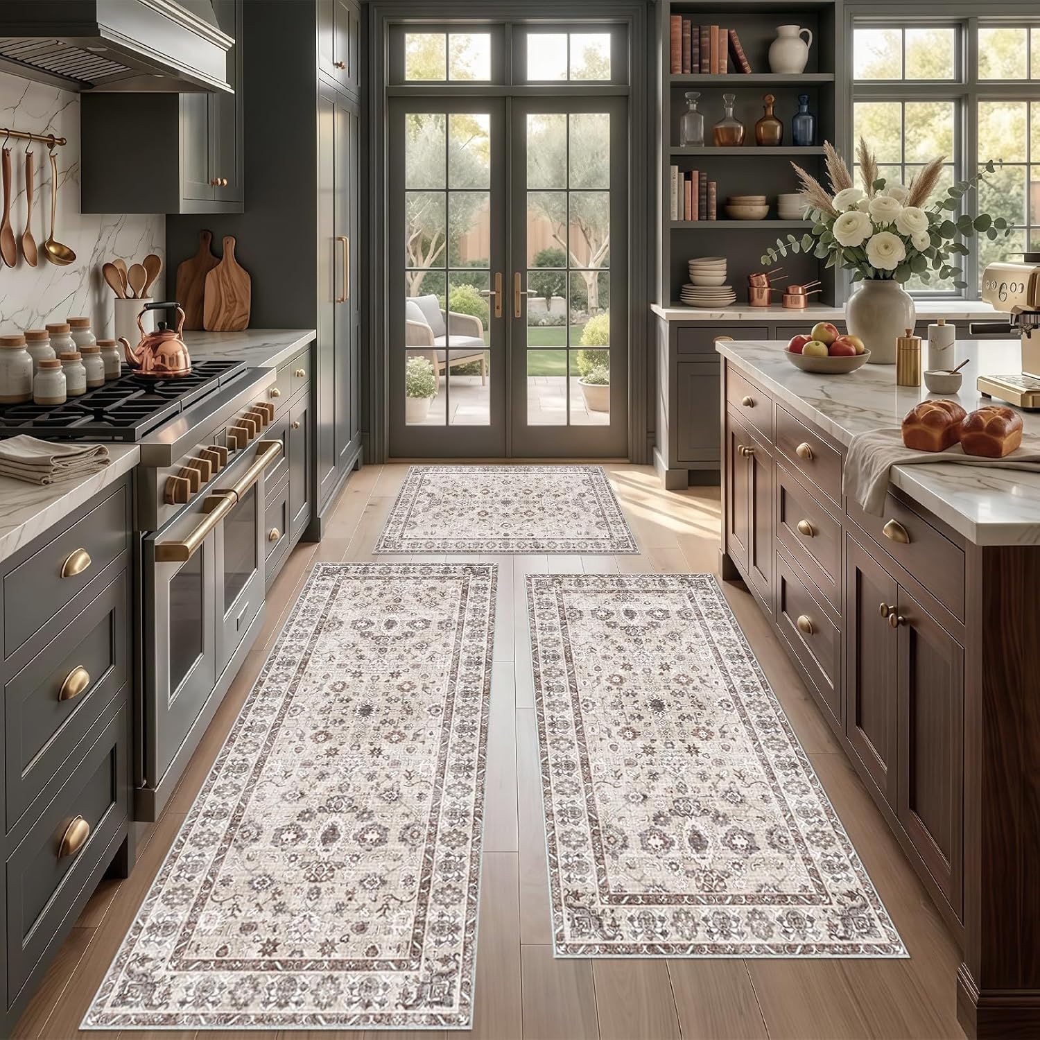 Detalle de Kitchen Mat 3PC Washable Runner Set (2x3, 2x4, 2x5) in Beige