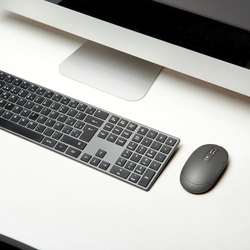 Thumbnail 8 de Amazon Basics Teclado ultrafino y ratón inalámbrable con teclado numérico (ES/MX) – Gris/Negro