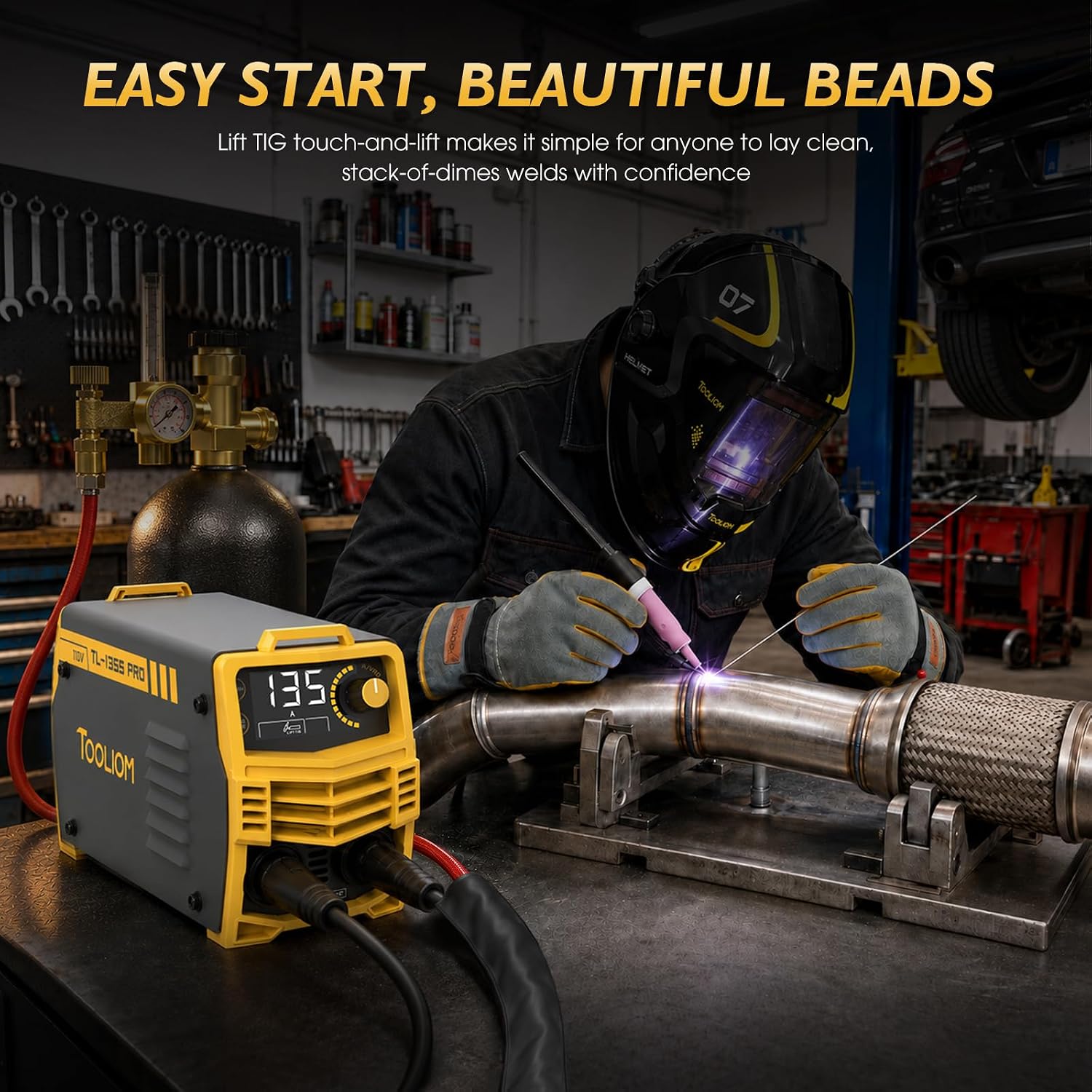 Thumbnail 4 de TOOLIOM 135A Stick/Lift TIG Welder 110V: Portable MMA/ARC with Lift TIG Torch and LCD Display