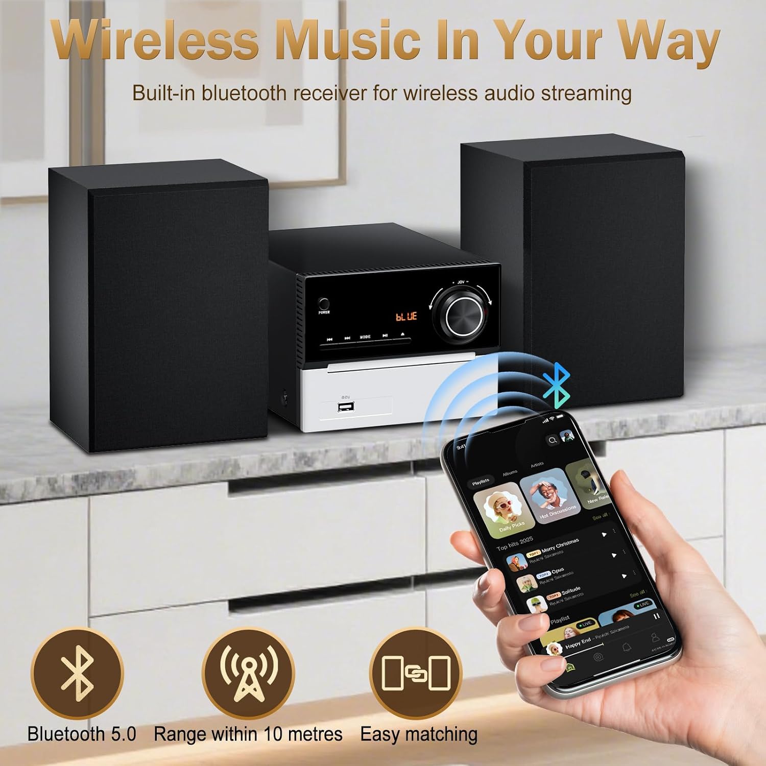 Thumbnail 5 de MAITE MT-CD108HEU-SS EU Compact CD Stereo System, Bluetooth 5.3, 30W RMS