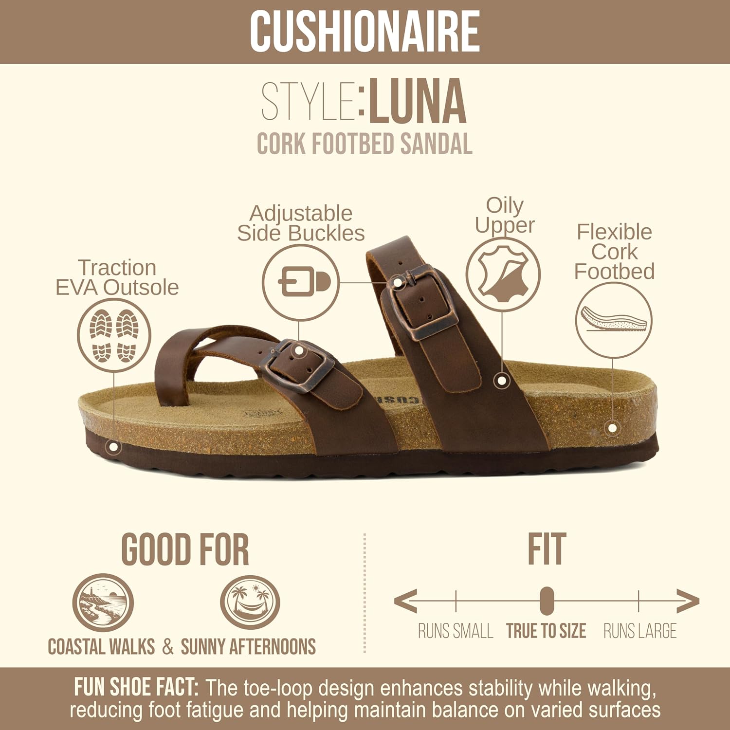 Detalle 2 de CUSHIONAIRE LUNA-Parent Luna Sandals with Crossover Straps and Arch Support