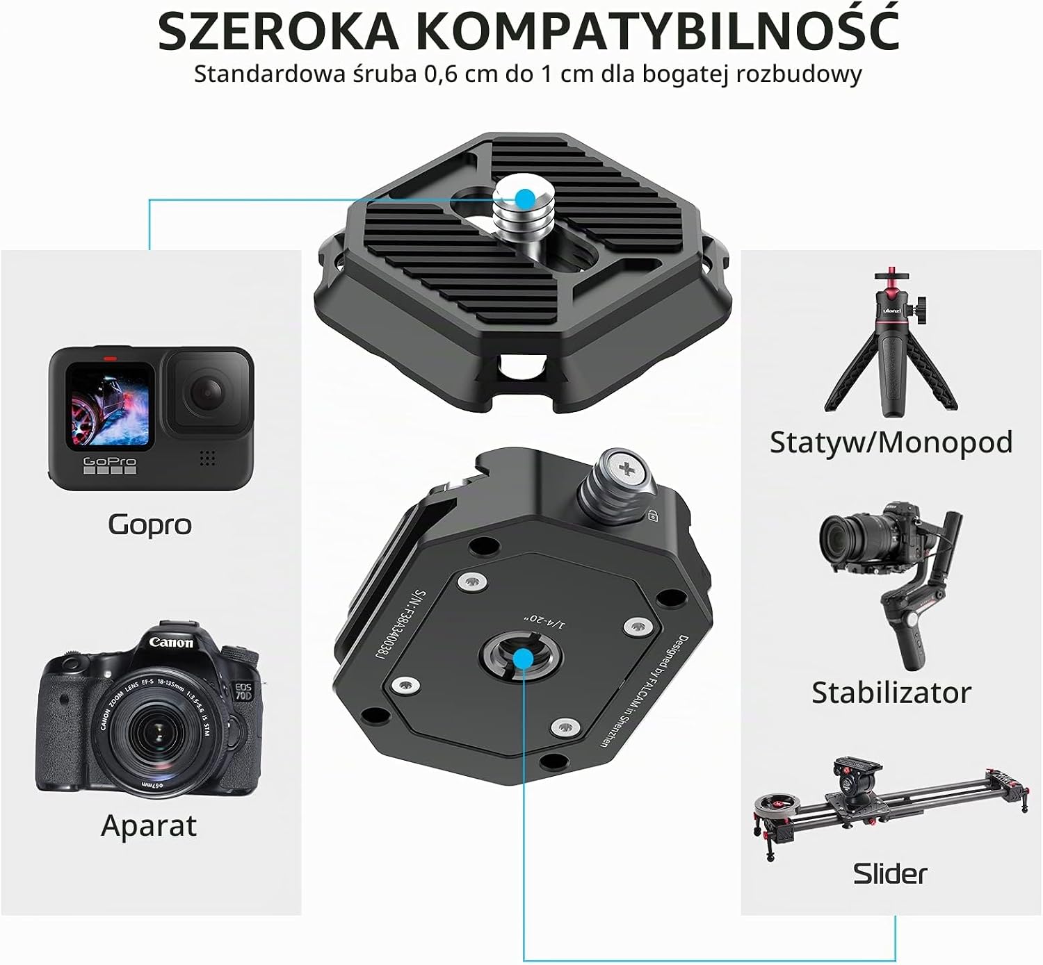 Detalle de FALCAM F38 2268 – zestaw szybkozłączki do aparatu, Arca-Swiss 38 mm