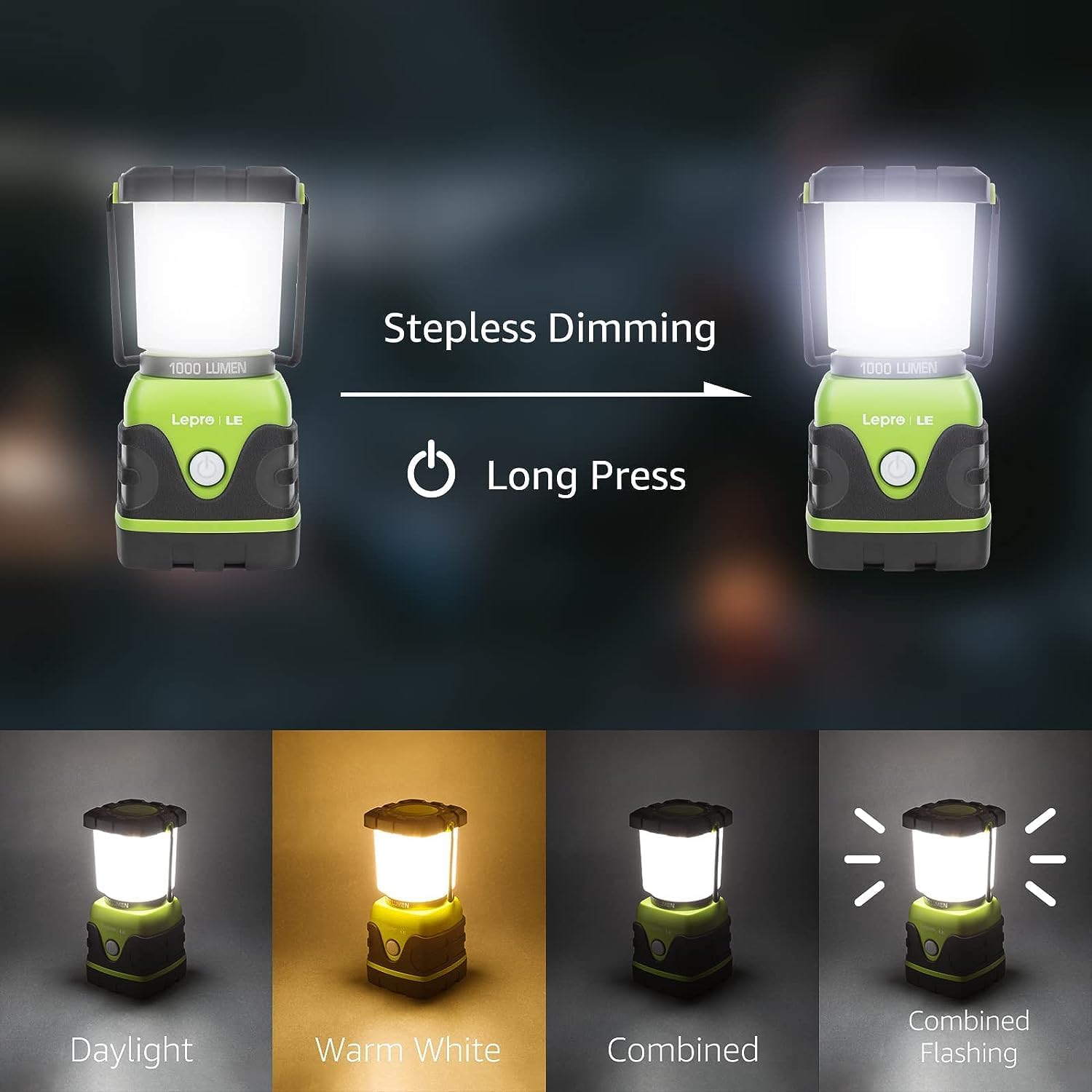 Detalle de LE Camping Lantern 1000 lumen battery-powered lamp 🔦