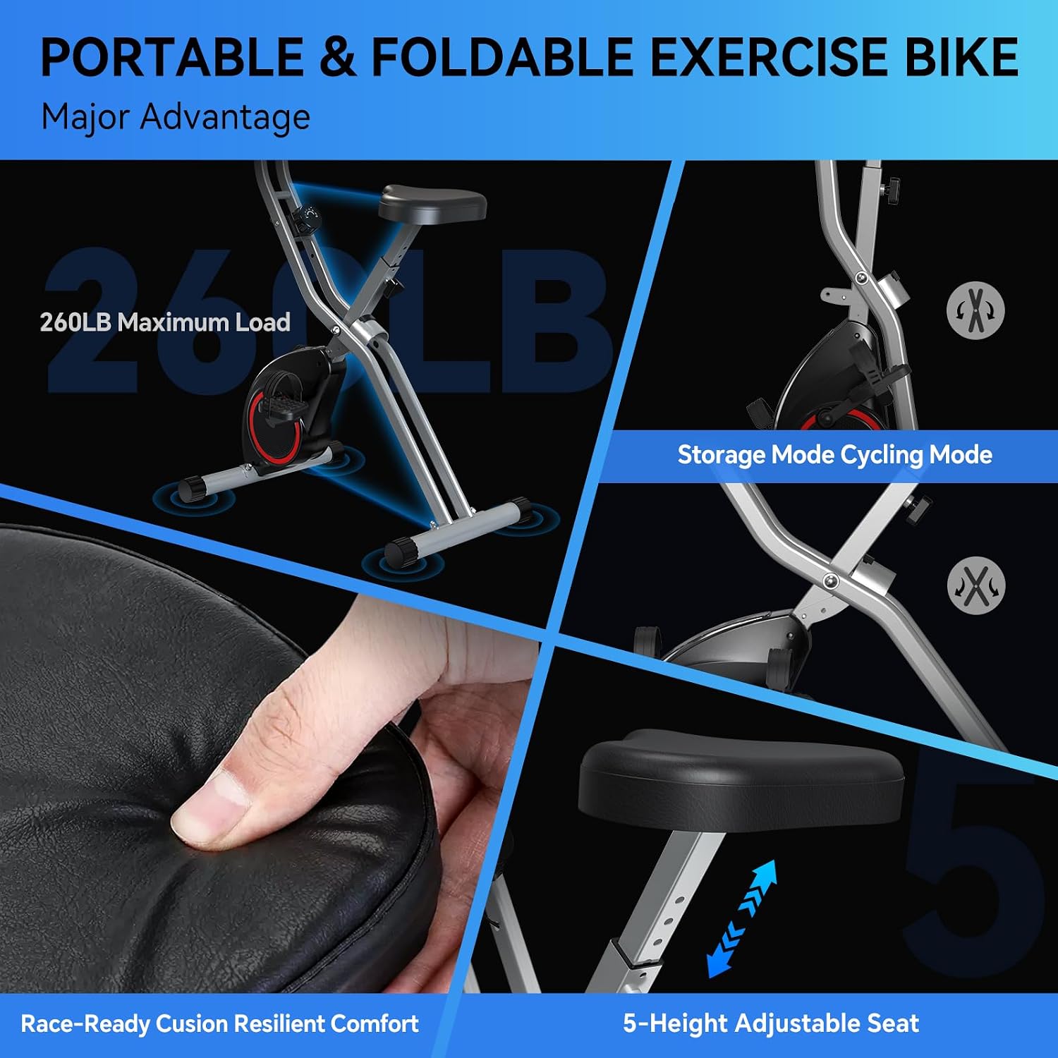 Thumbnail 3 de Foldable Exercise Bike with 16-Level Resistance ⚙