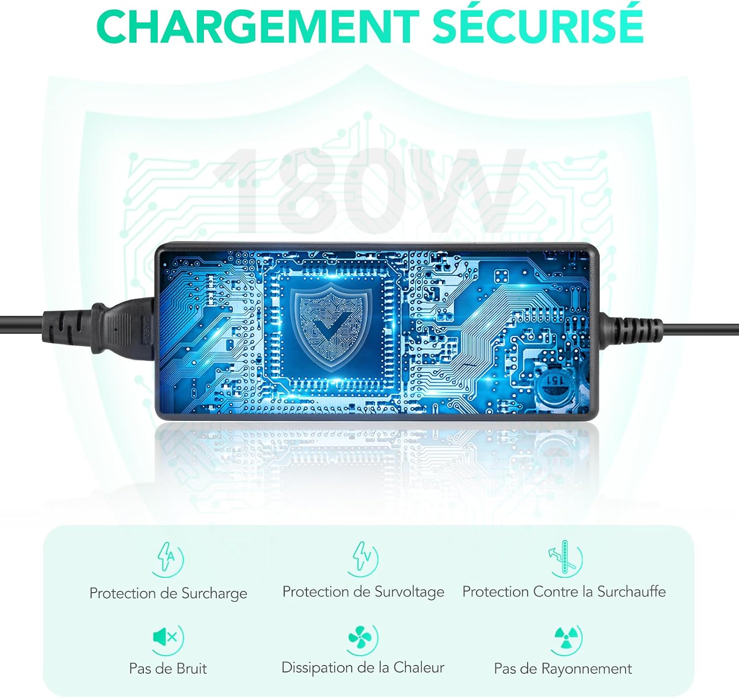 Thumbnail 3 de AGPTEK Chargeur Secteur 15A 180W AC→DC pour voiture