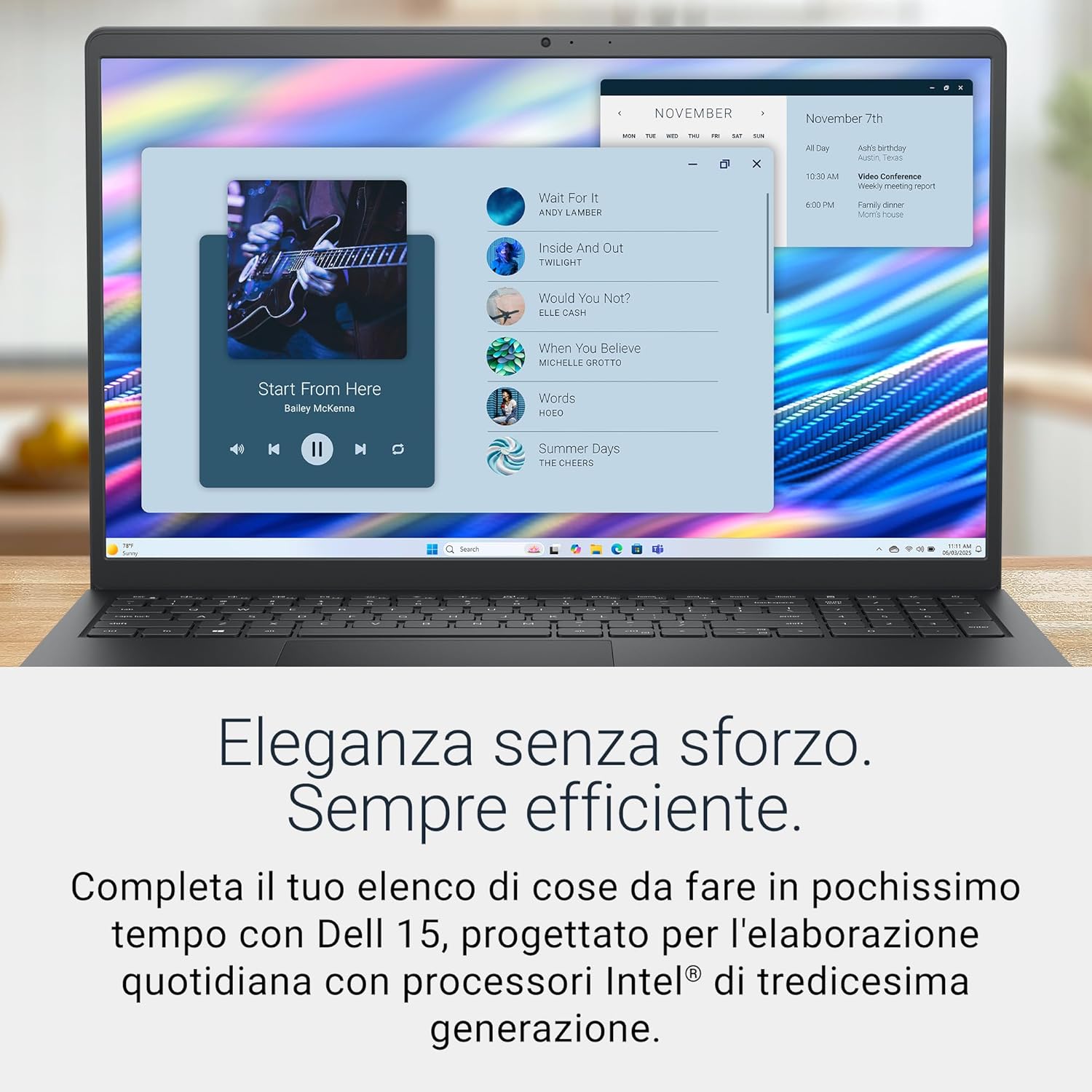 Thumbnail 2 de Dell 15 Laptop DC15250 — 15,6'' FHD 120 Hz, i7-1355U, 16GB/512GB SSD, Windows 11 Home, Tastiera IT, Carbon Black