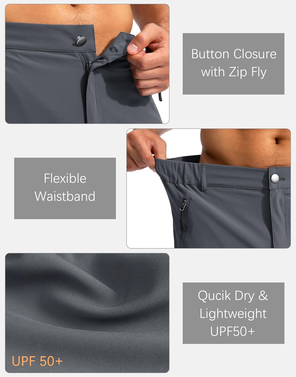 Thumbnail 5 de Pudolla Men's Hiking Cargo Shorts 9" Lightweight Outdoor Shorts