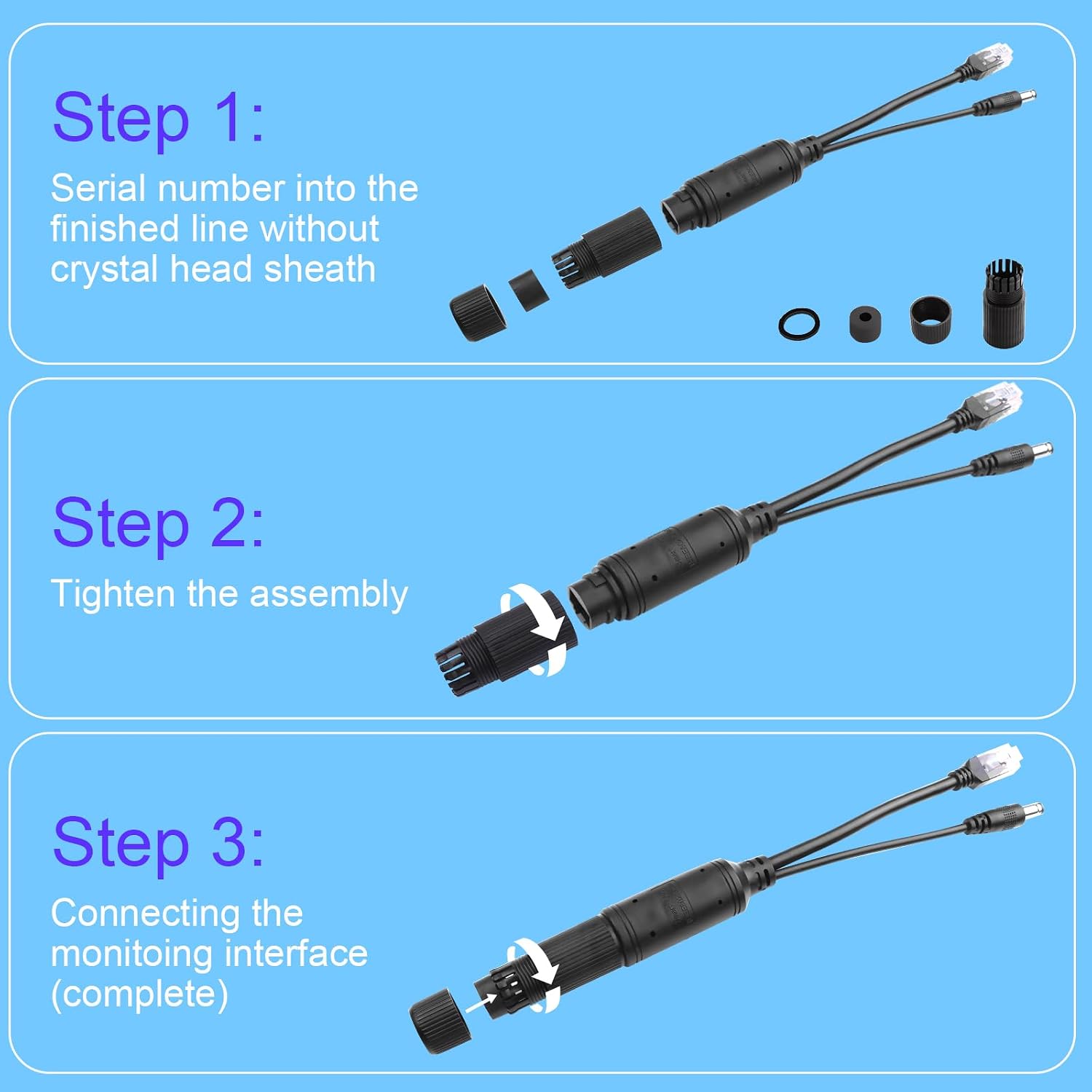 Detalle de TIENFOKOTA PoE Splitter Adapter – 12V Output from 44–57V PoE Input (IEEE 802.3af/at), IP55 Outdoor Ready