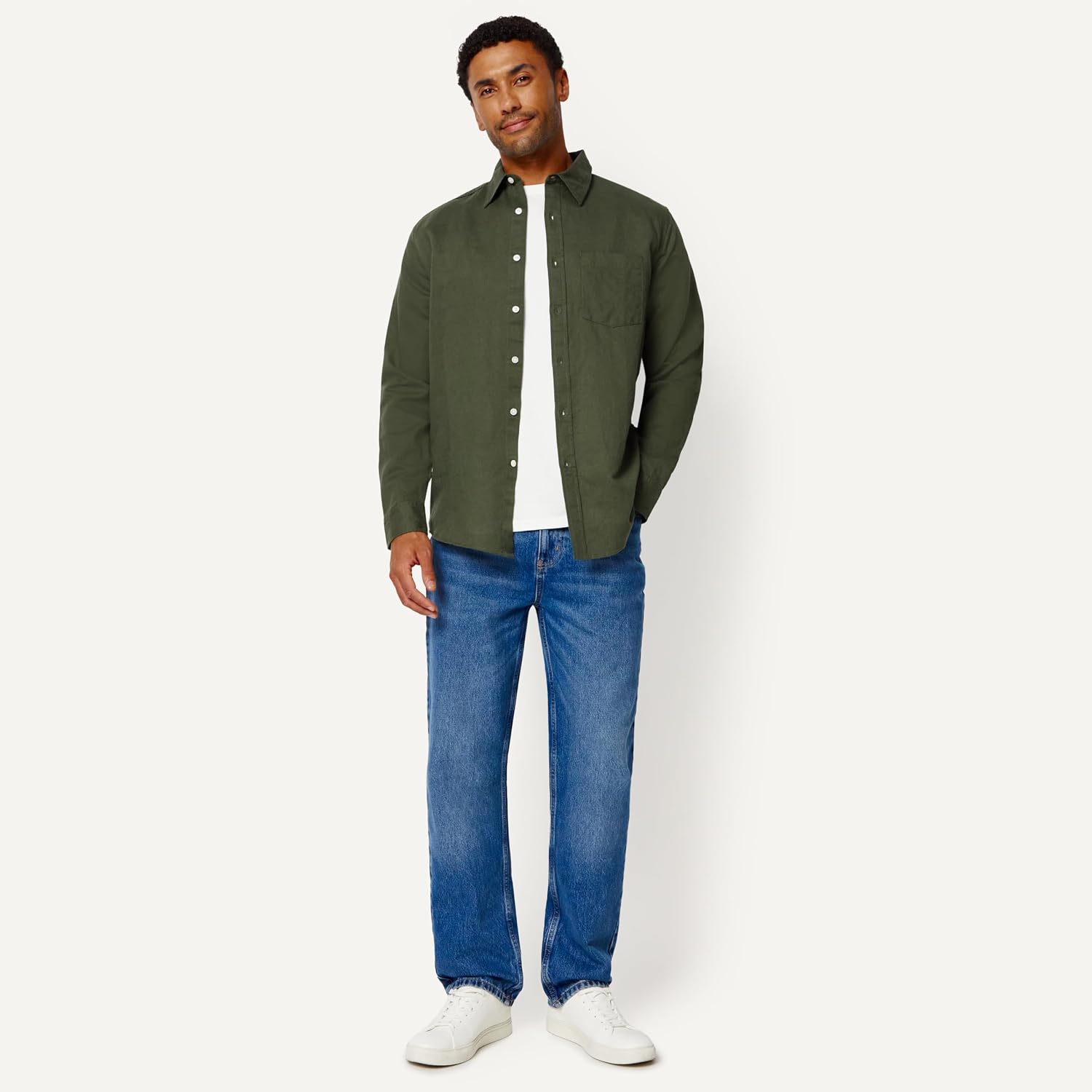 Detalle de Amazon Essentials Men's Regular-Fit Long Sleeve Linen Blend Shirt