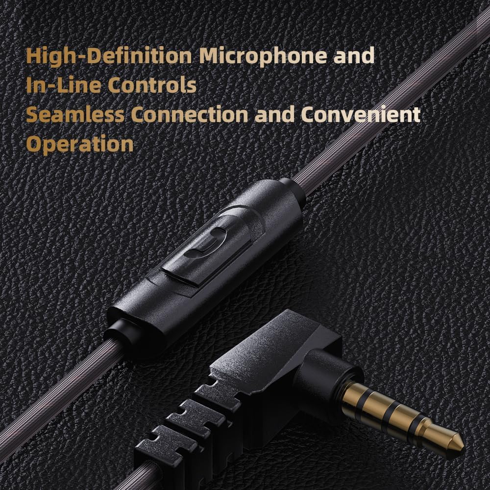 Detalle de Piluyaa Wired Gaming Headphones (QKZ ENZO IEM) with 11mm Dynamic Driver, Bass Tuning & 3.5mm Mic (Black)
