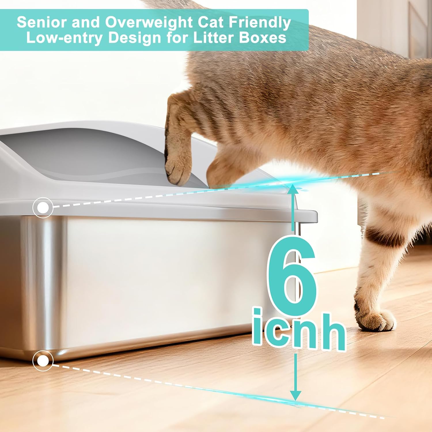Detalle de AIPERRO PTSP013-LG-70x50x15CM New Stainless Steel Litter Box, XXX-Large