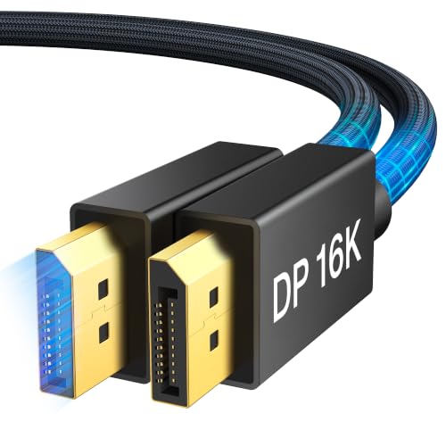 Detalle de IVANKY 16K Câble DisplayPort 2.1 UHBR20 – 2 m, 80 Gbps pour PC Gamer