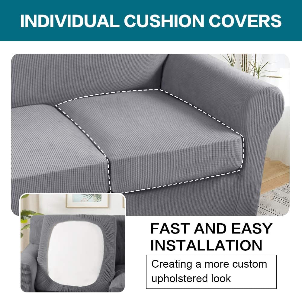Thumbnail 4 de Turquoize 3 Piece Sofa Covers for 2 Cushion Couch – Dove