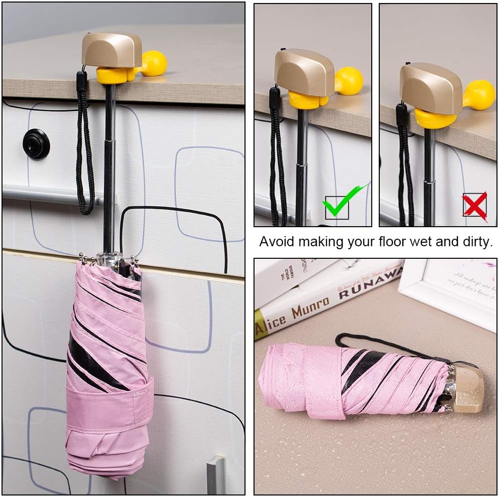 Thumbnail 4 de Vicloon Mini Umbrella (Pink) with Golden Handle – Compact UV Protecting Travel Umbrella