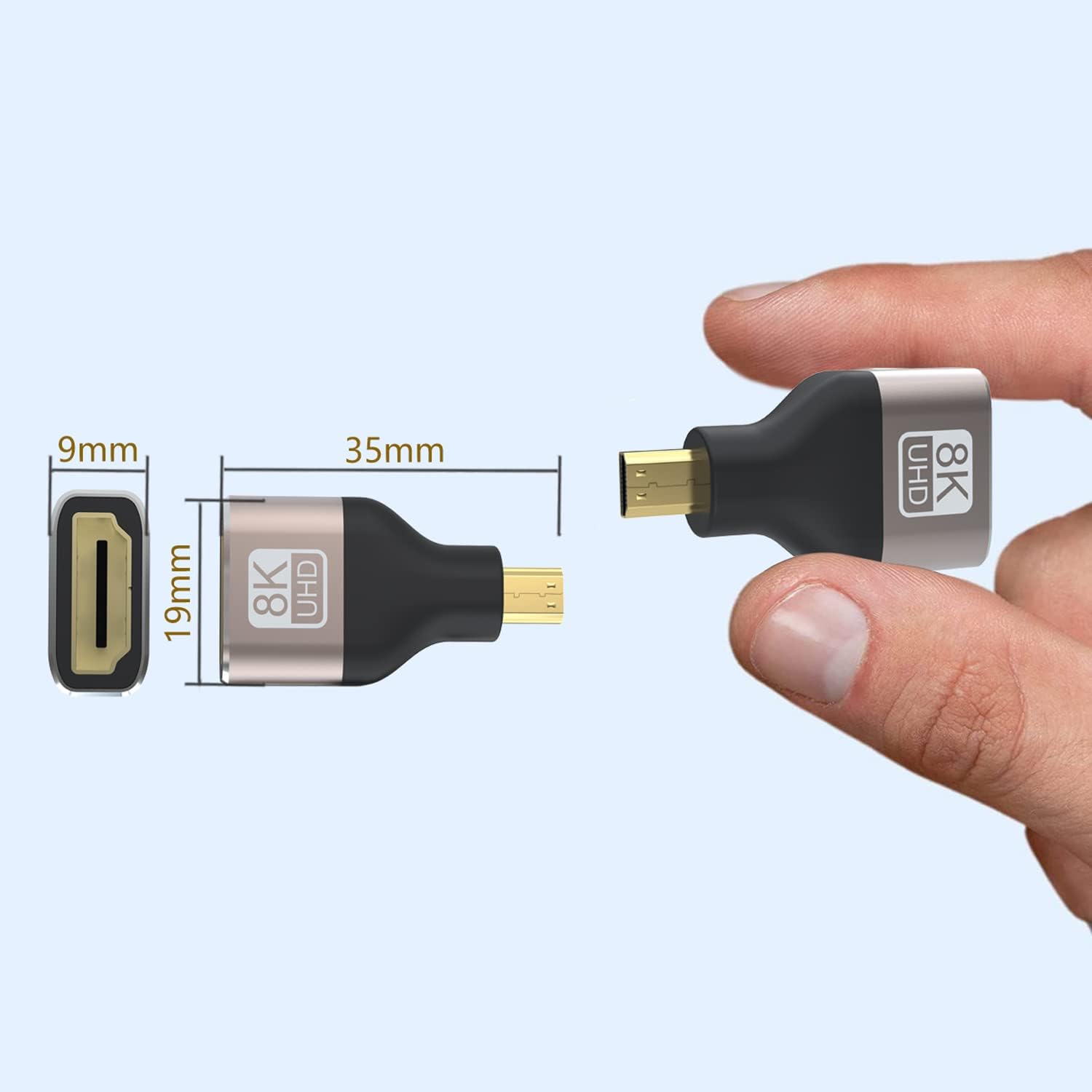 Thumbnail 3 de VMOJO Micro‑HDMI auf HDMI 2.1 Adapter (2er‑Set) für 8K@60Hz, 4K@144Hz und 3D‑Videos