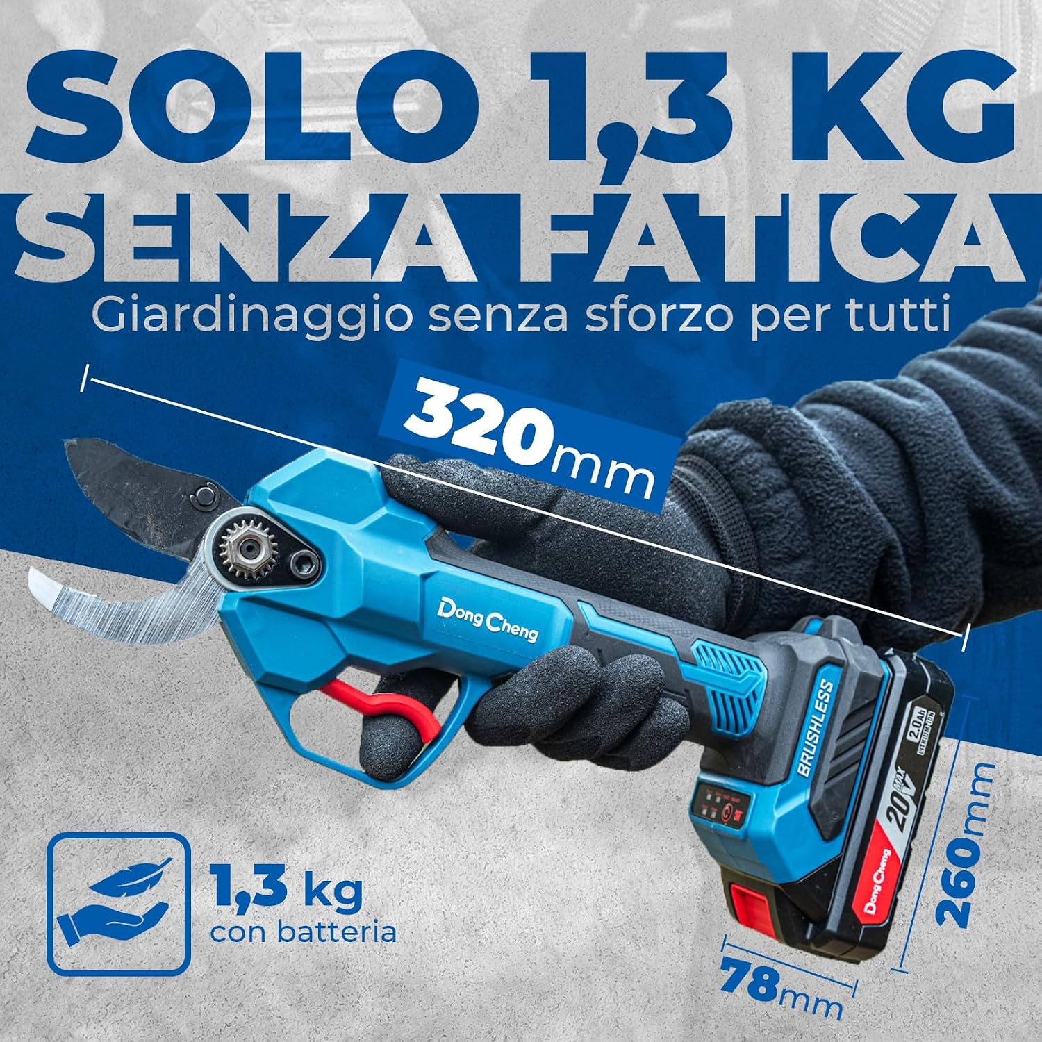 Detalle de Dong Cheng Troncarami a batteria da 20 V con lama SK5: potenza brushless, tagli fino a Ø35 mm e doppia batteria