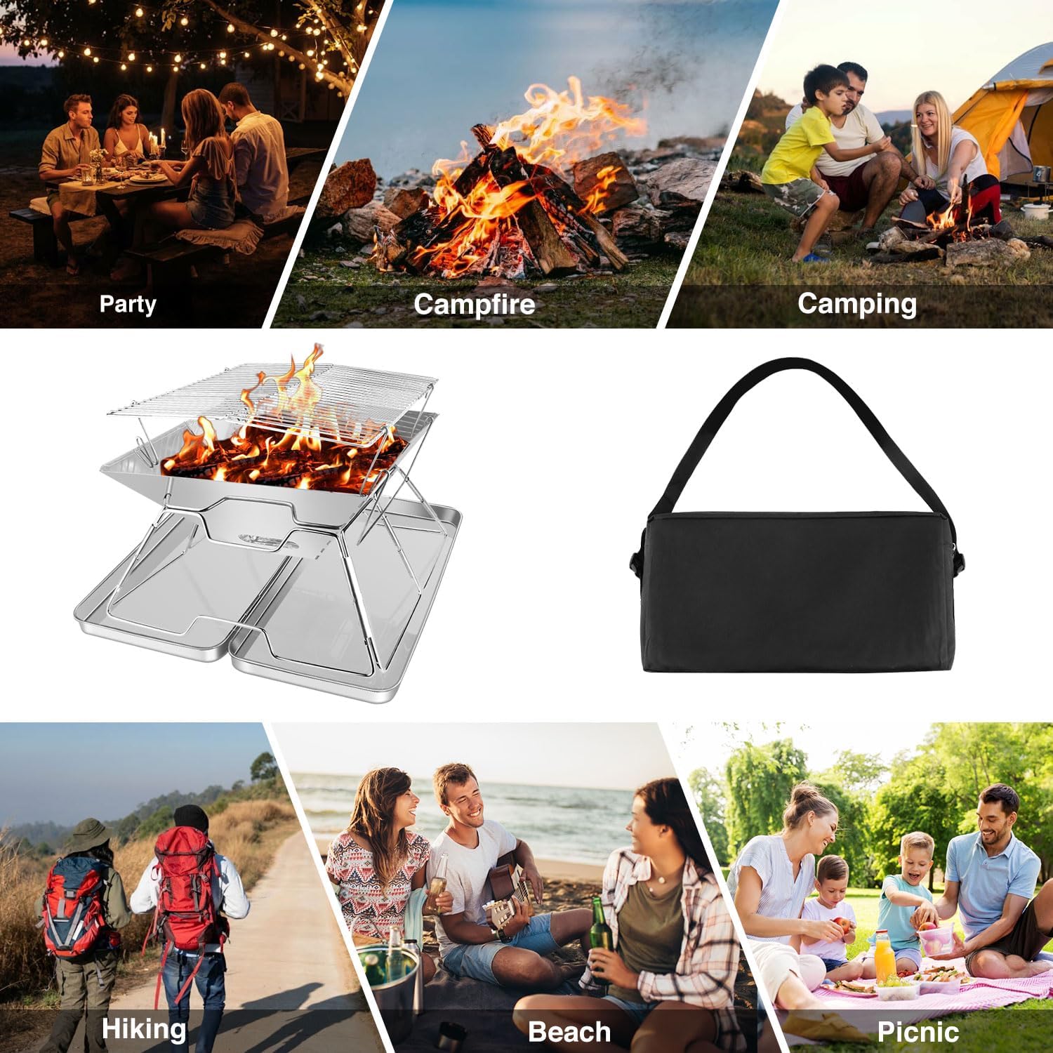 Detalle de Portable fire pit grill rack 430 stainless