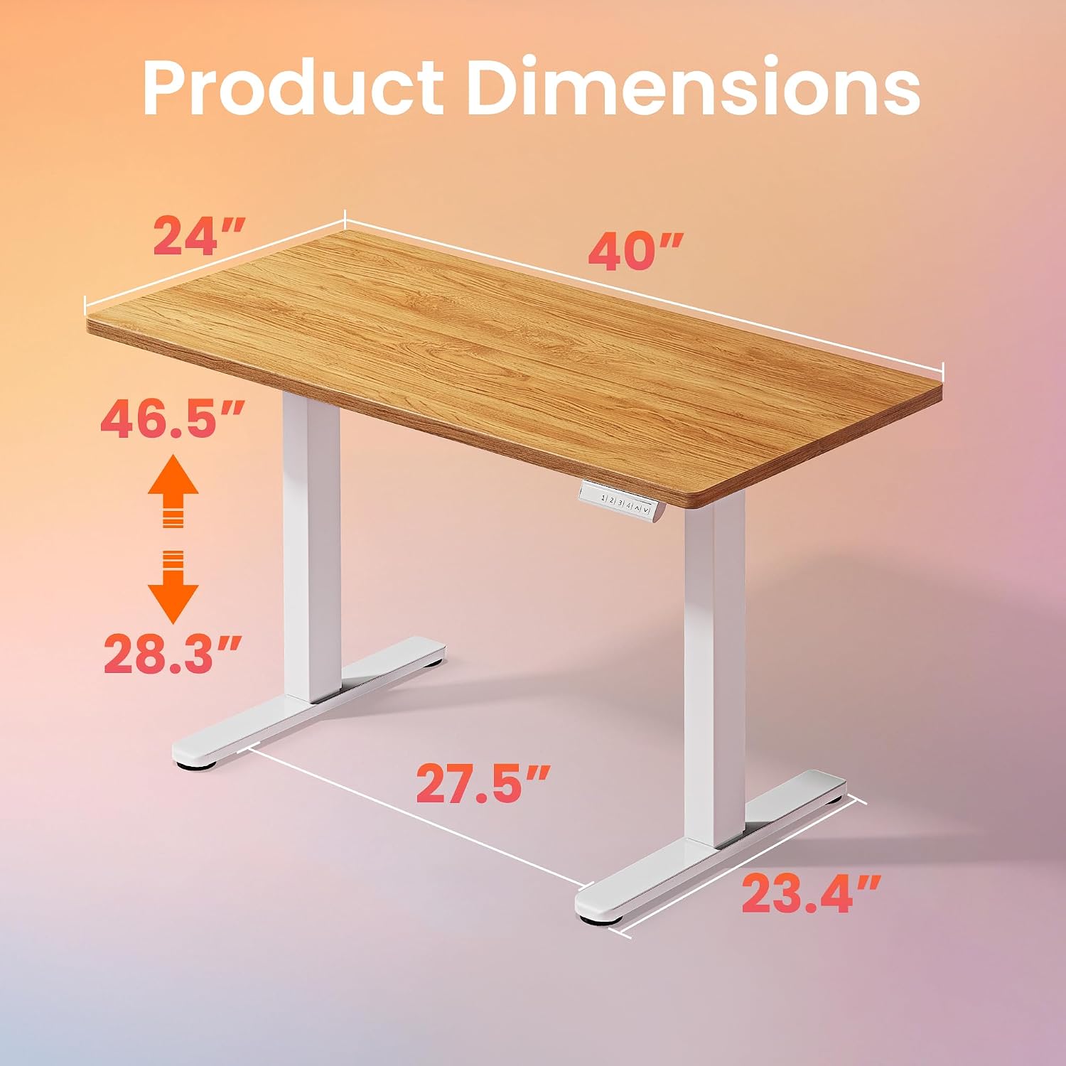 Detalle de HUANUO ESD01LV-100A-US 40 x 24-Inch Electric Standing Desk, 4 Presets