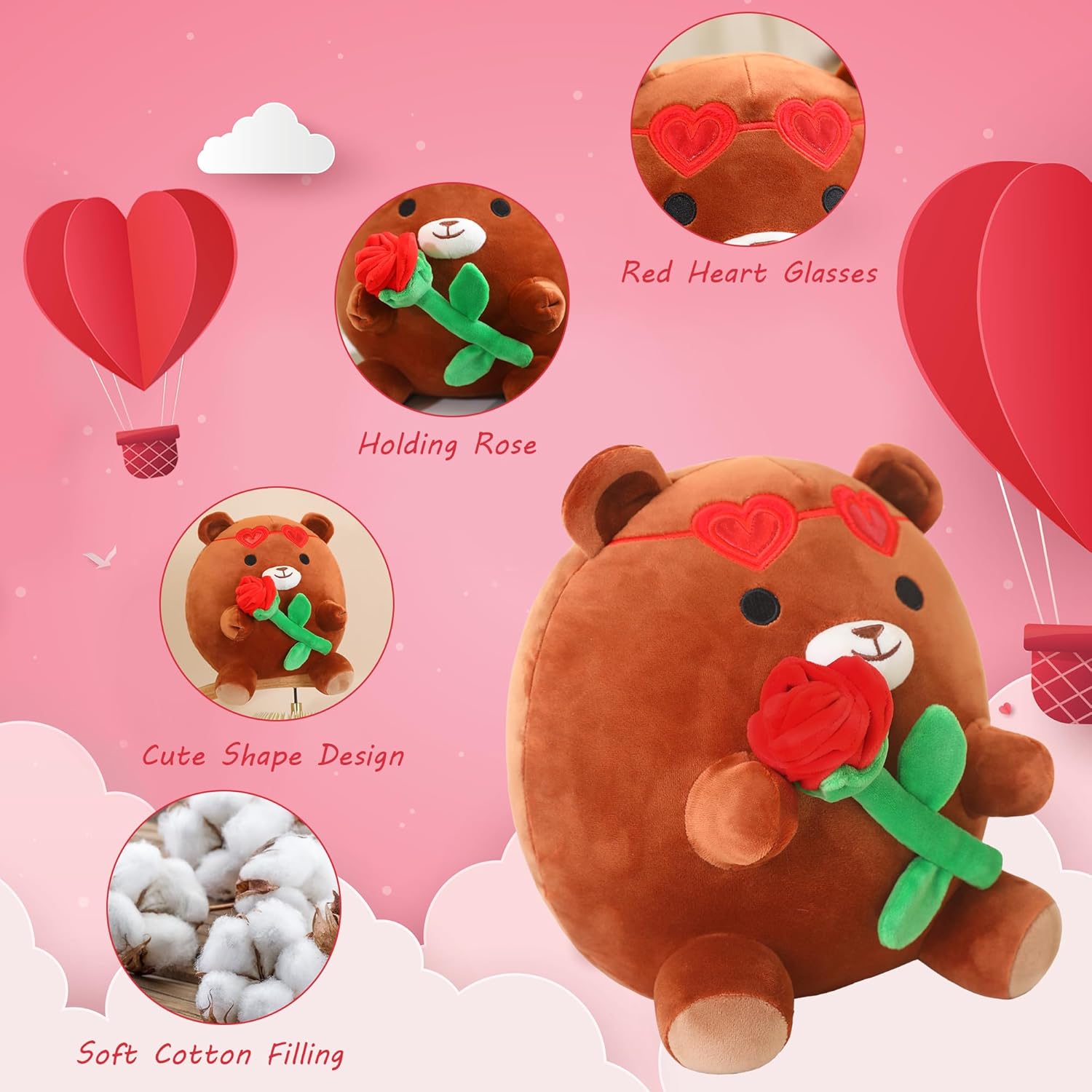 Thumbnail 4 de Xfrog Bear plush 25CM with red rose