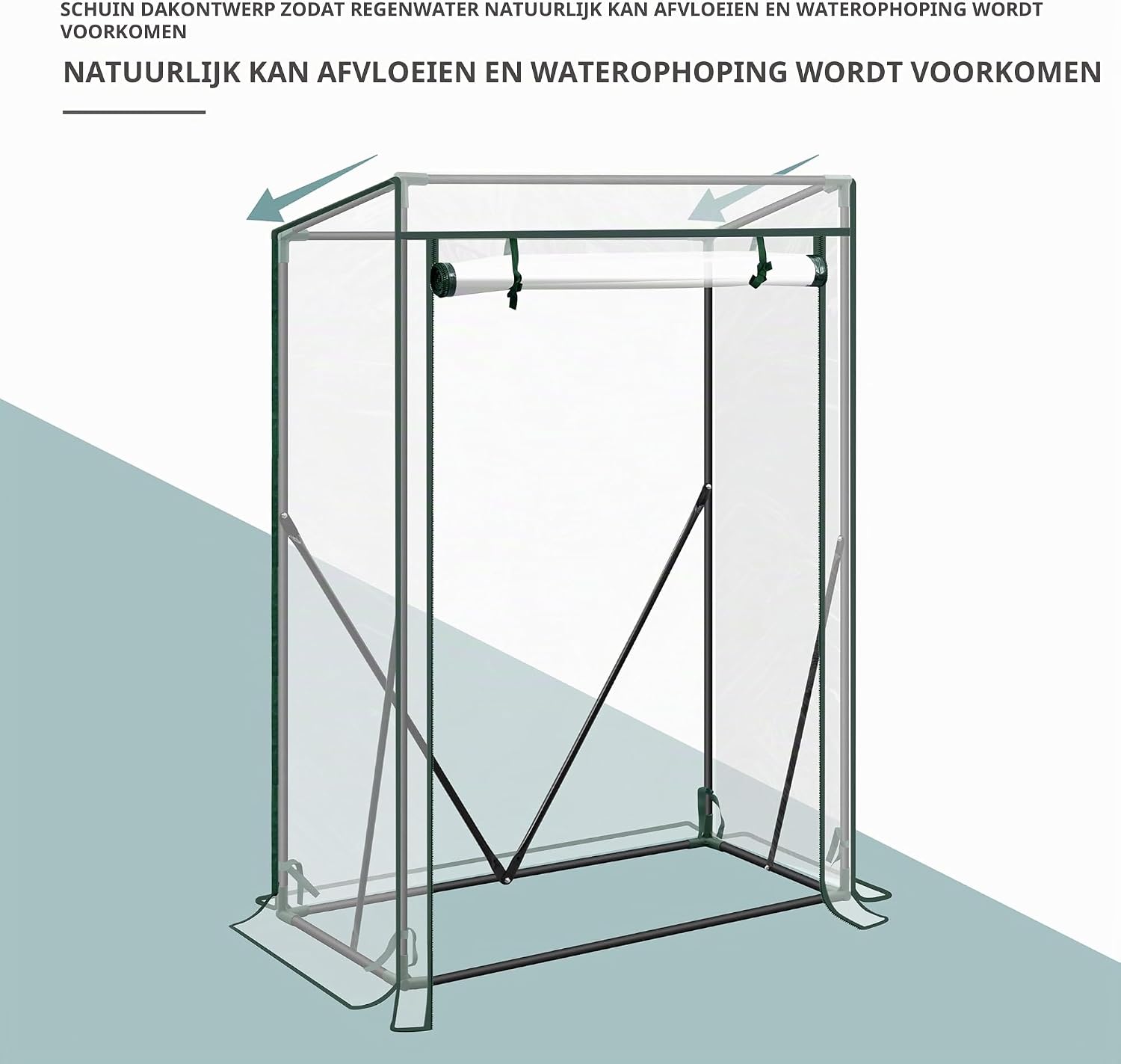 Detalle 2 de WOLTU foliekas 100 x 50 x 136 cm, transparant met oproldeur