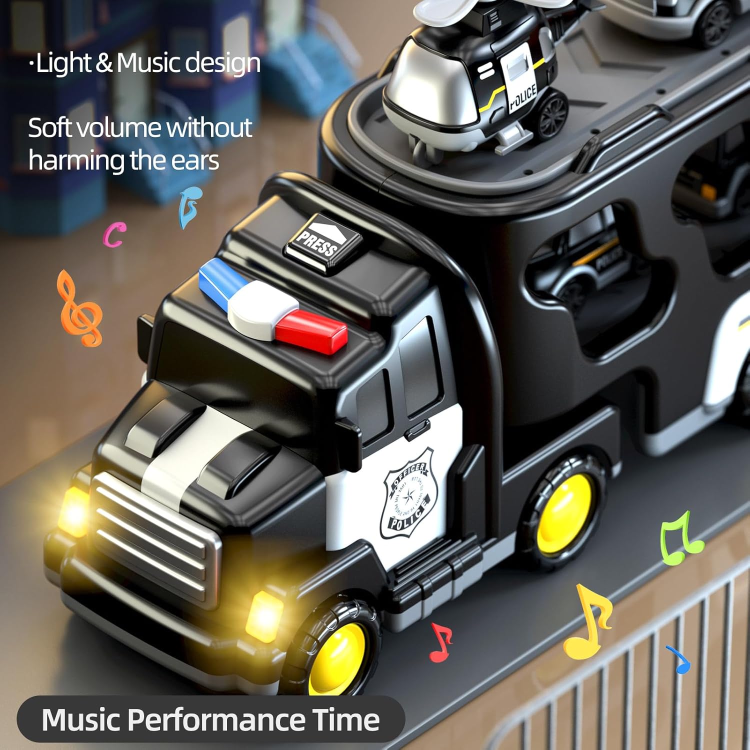 Thumbnail 3 de Beby Buty 5 in 1 Police Trucks Toys for Toddlers (3-5 Years) – Light, Sound, and Learn