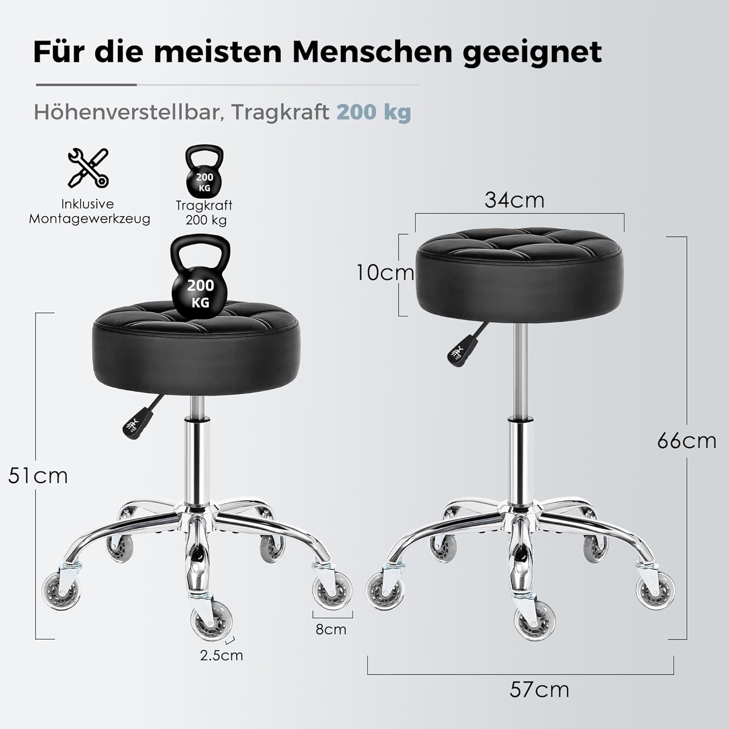 Thumbnail 1 de BEWISHOME EBYD01B Rollhocker 200 kg