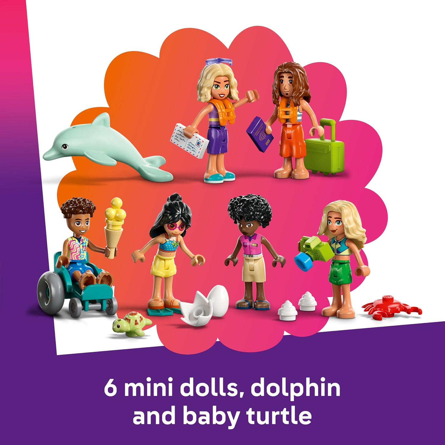 Thumbnail 5 de LEGO Friends 42673 Family Holiday Beach Resort Building Set with 6 Mini Dolls