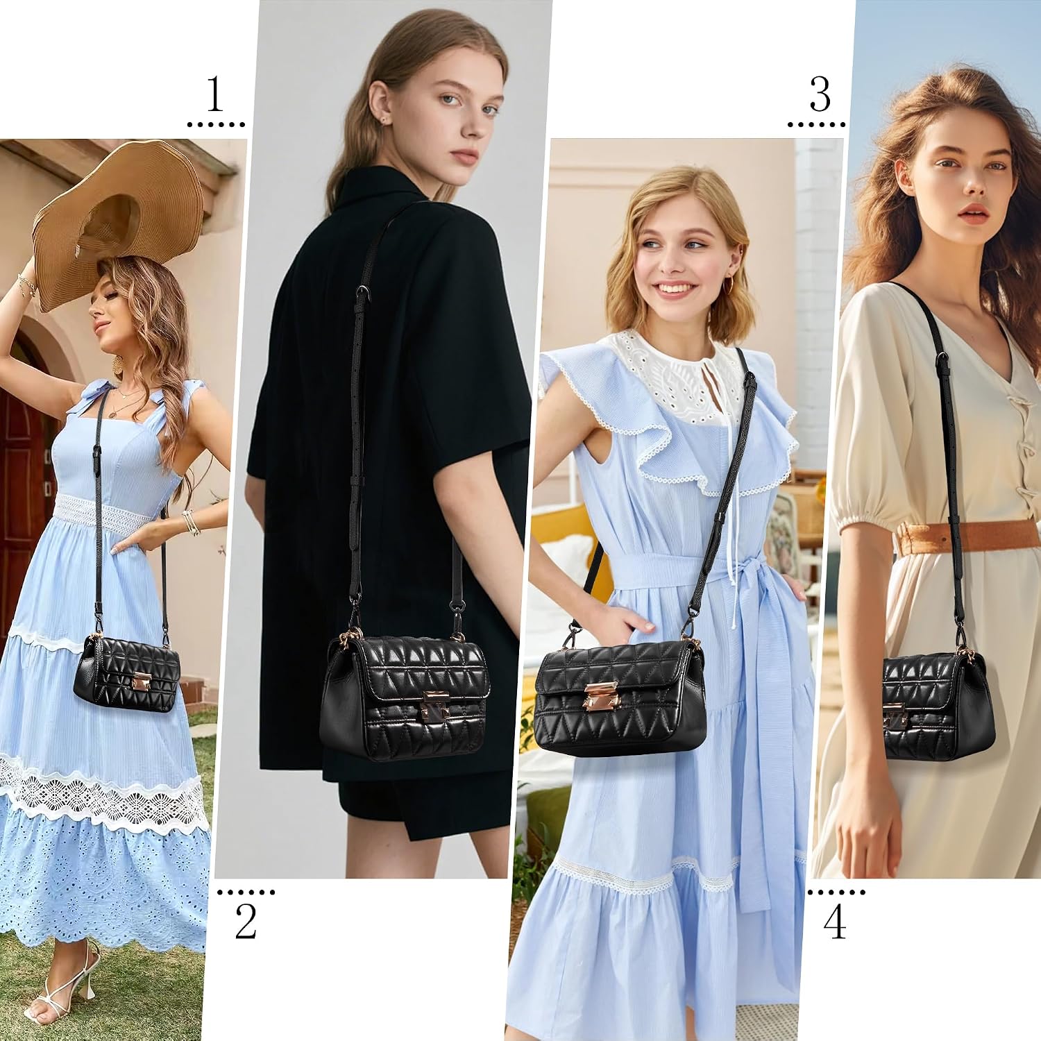 Thumbnail 4 de SEAVILIA Adjustable PU Leather Purse Strap, 0.47-Inch Thin Black Crossbody Strap