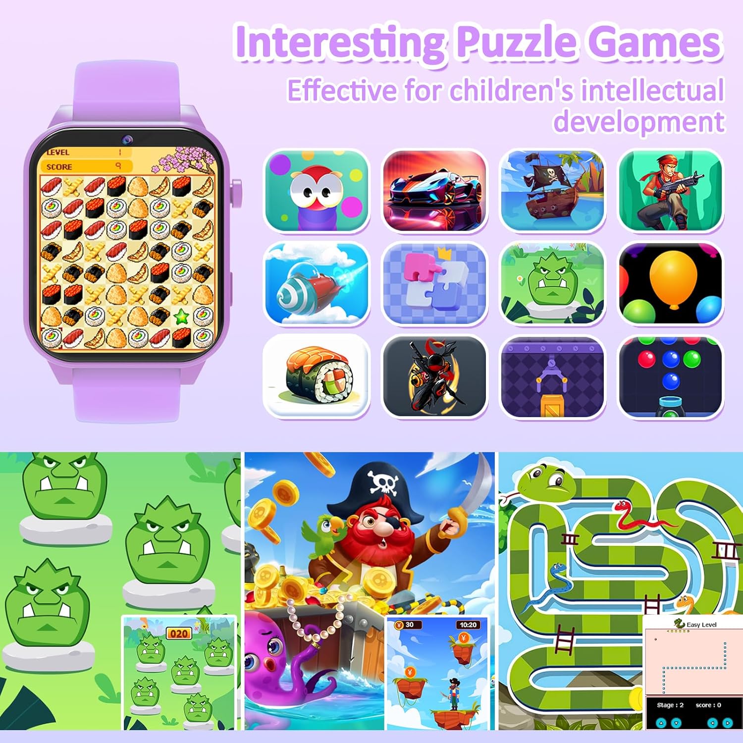 Thumbnail 4 de kaacly Kids Smart Watch for Girls and Boys (Purple) with DIY face, steps counter and sleep monitoring