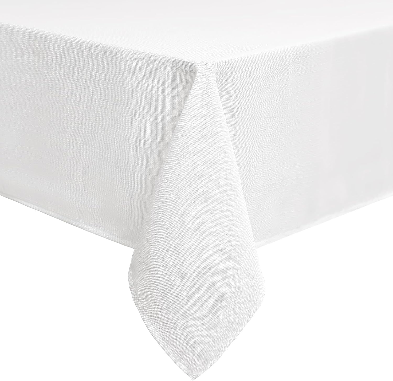 Detalle de smiry Leinenoptik Tischdecke mit Lotuseffekt, abwaschbar, eckig 140 x 180 cm (weiß)