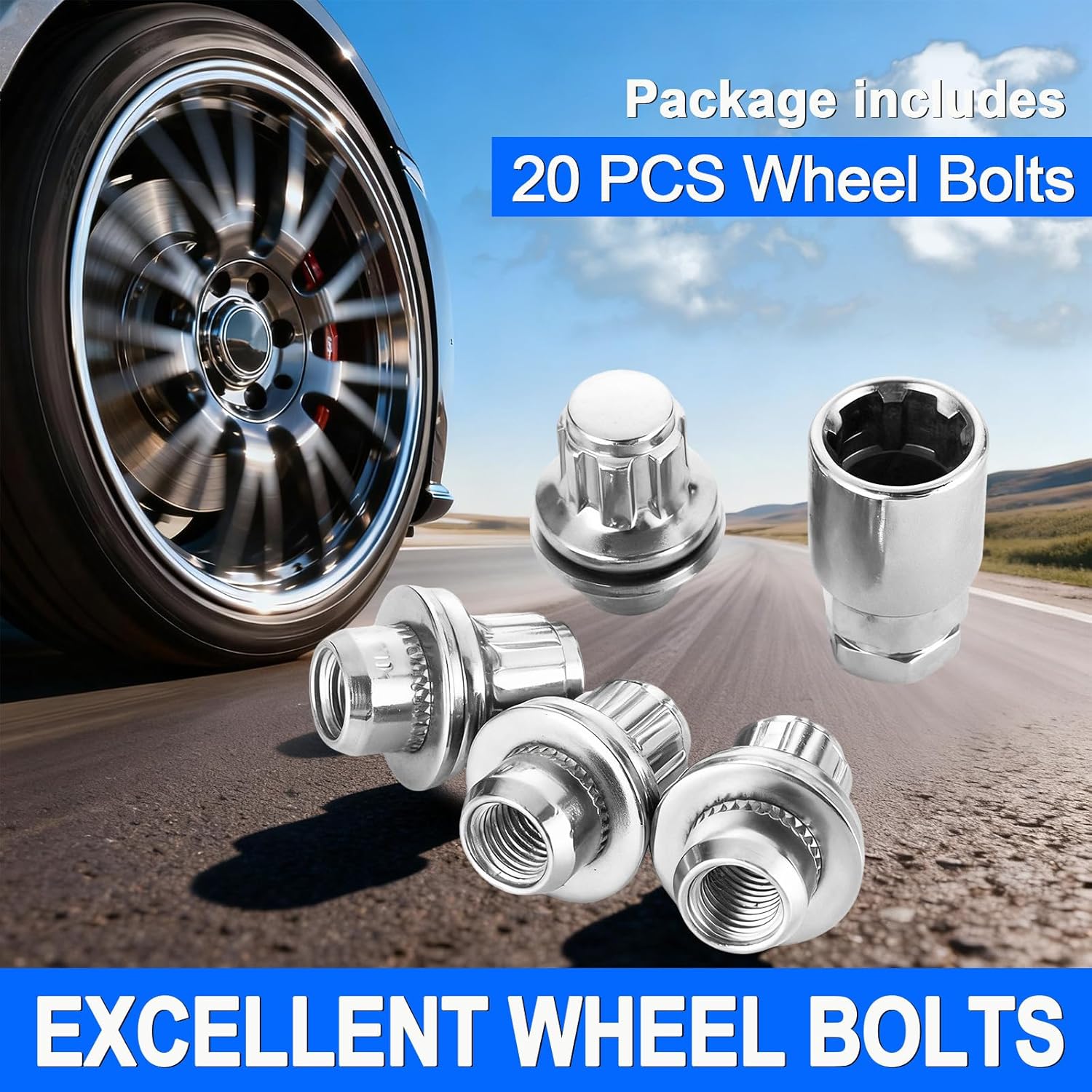 Detalle de ERMWALR M12x1.5 Wheel Lug Nuts (5 Pcs) – For Toyota, Jaguar, Lexus, Mitsubishi with Mag Washer, Locking Style