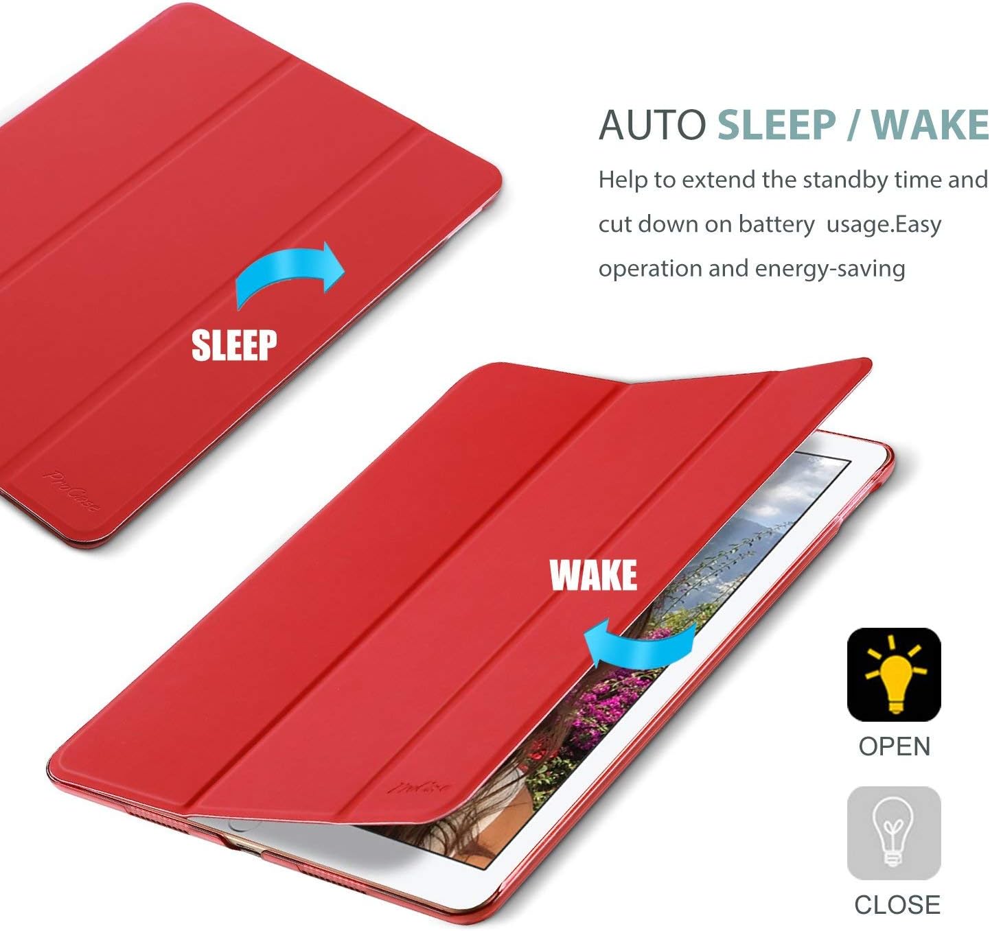Thumbnail 6 de ProCase Schutzhülle für iPad 9,7 Zoll (6. Gen. 2018 / 5. Gen. 2017) Smart Cover – Rot, passend für A1893/A1954/A1822/A1823