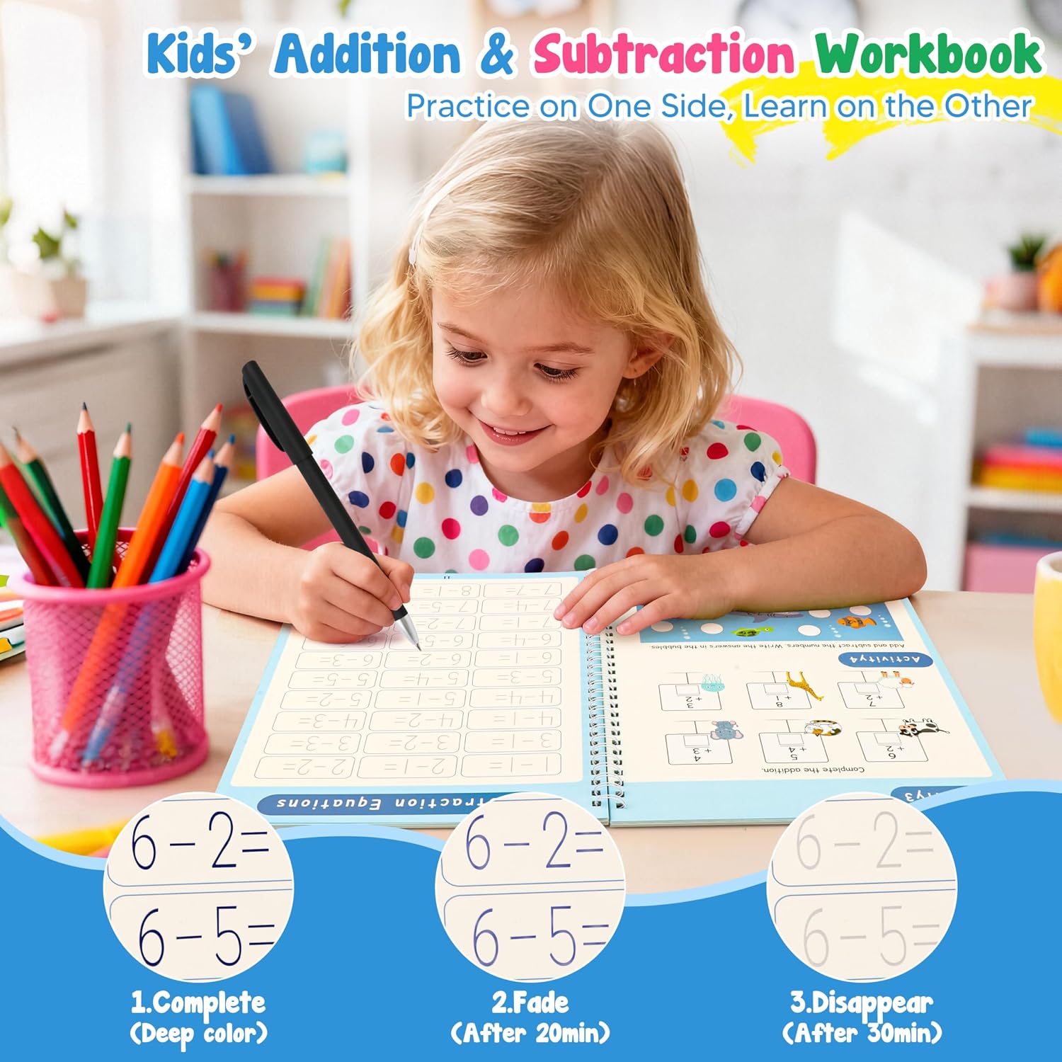 Detalle de AALGO Magic Grooved Writing Practice Books for Kids Ages 3–8, Reusable Set