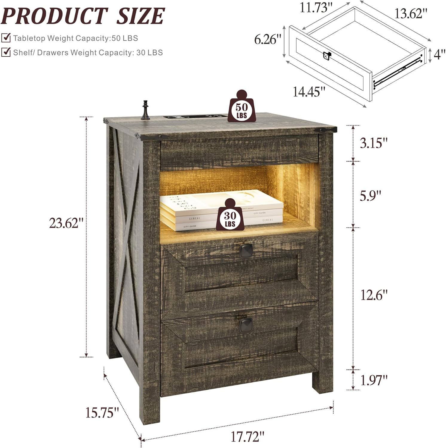 Detalle 2 de Farmhouse LED nightstand