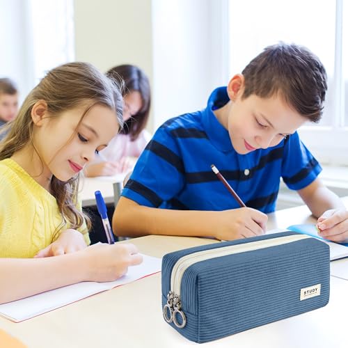 Thumbnail 6 de KALIDI Mäppchen Federmäppchen mit 2 Fach – großes, doppelreißverschlusses Schulmäppchen aus Cord-Stoff