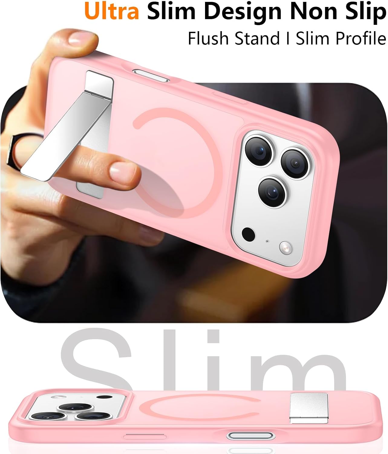 Thumbnail 5 de SPIDERCASE Magnetic Case for iPhone 17 Pro/iPhone 18 Pro, Light Pink, 3-Way Stand