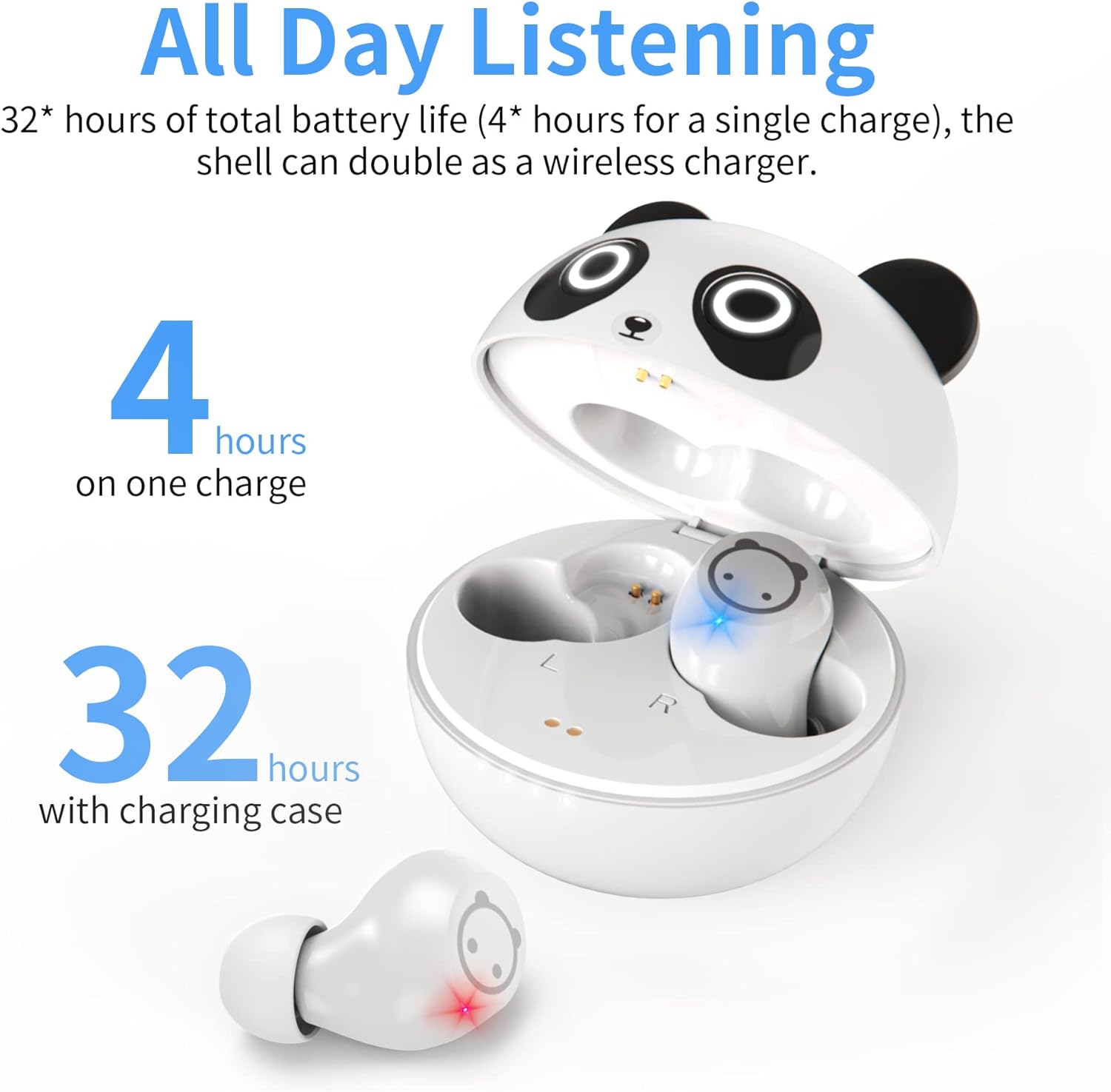 Thumbnail 3 de AMAFACE Panda kabellose In-Ear-Kopfhörer mit Bluetooth, Dual-Mikrofon & Mini-Ladekoffer