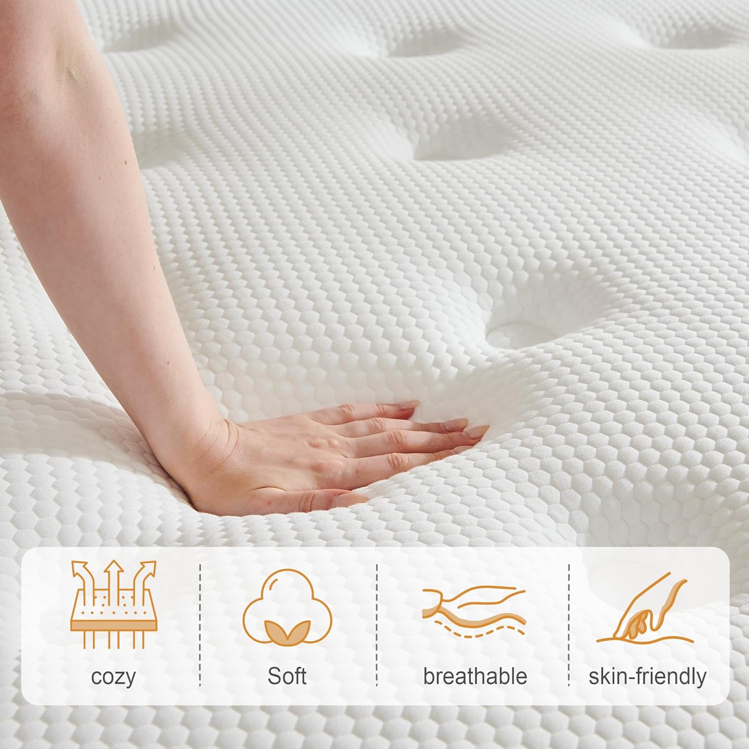 Detalle de Sleremind Double Mattress: 7-Zone Hybrid Pocket Spring, Medium-Firm with Cooling Gel Memory Foam (135×190×22cm)