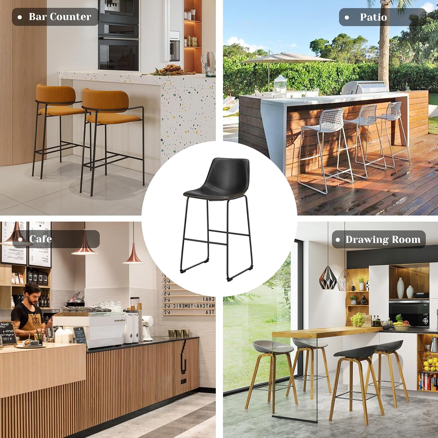 Detalle de DUMOS Counter Height Bar Stools, 26 Inch
