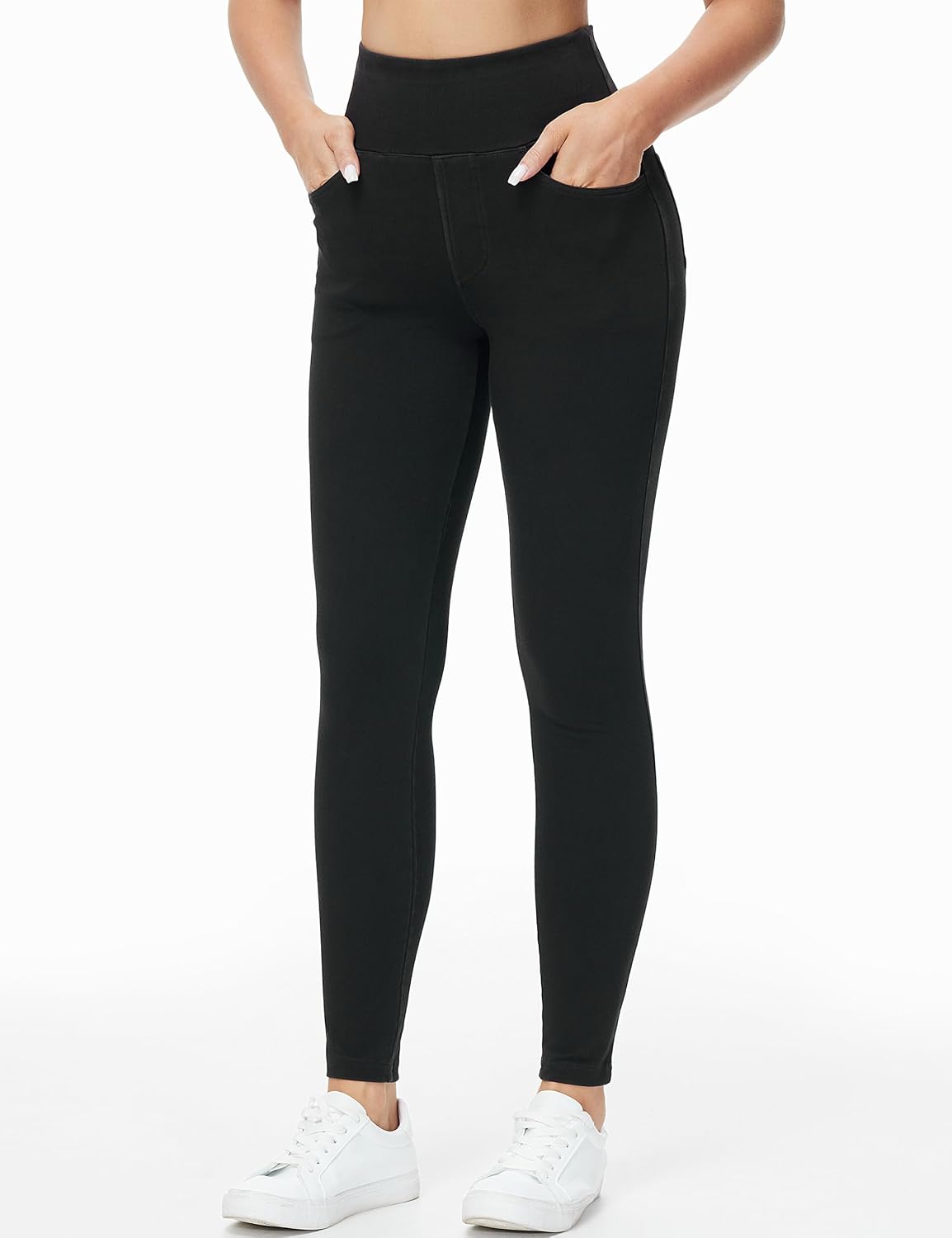 Detalle 2 de THE GYM PEOPLE Women's High Waist Jeggings, Pull-On Skinny Jeans with 4 Pockets