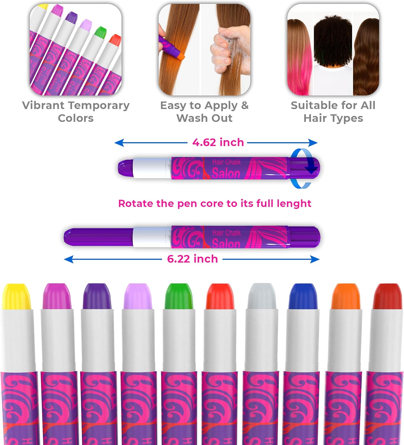 Detalle de Desire Deluxe Hair Chalk 10-Pack 💇♀