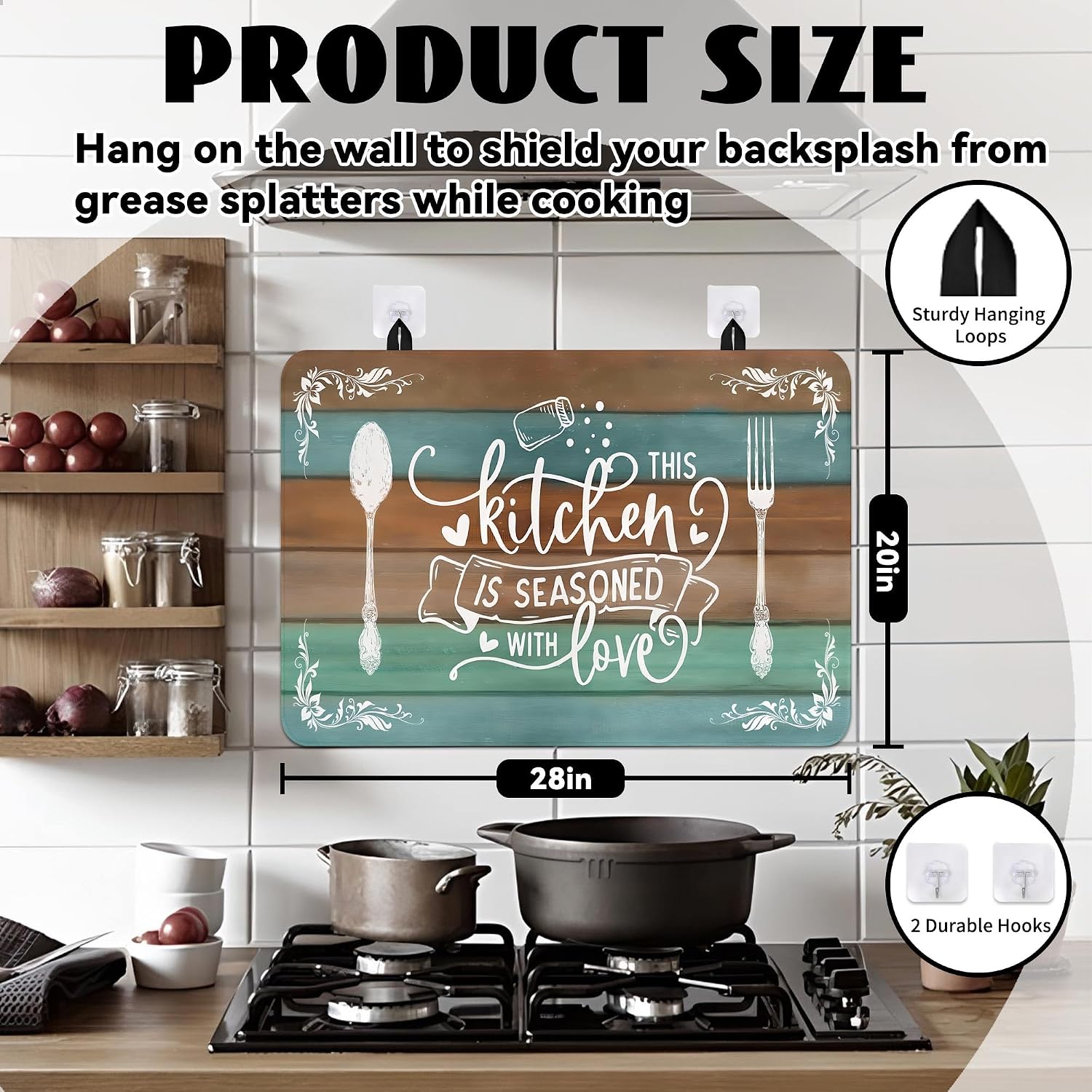Detalle 2 de Noulmea Noulmea Rustic Wooden Striped Electric Stove Top Cover, 28" x 20