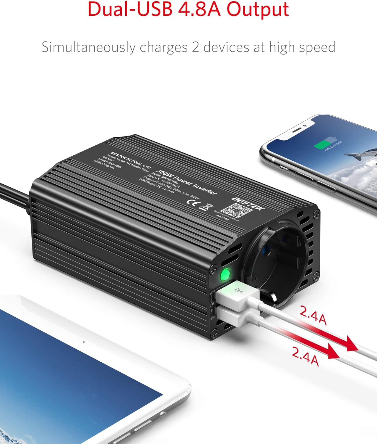 Thumbnail 1 de BESTEK 300W Inverter da Auto 12V a 220V con 2 Porte USB – guida all'acquisto