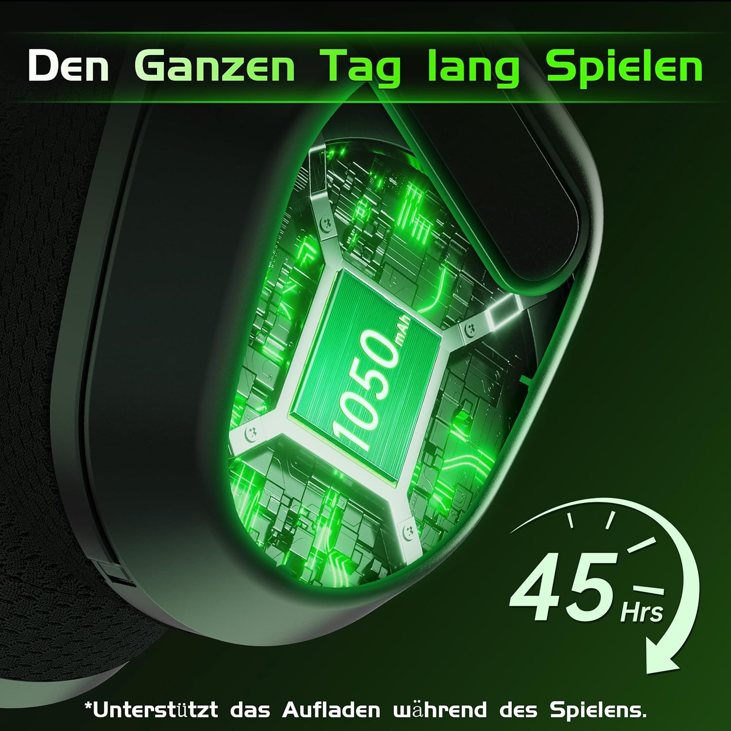 Detalle de Gvyugke Wireless Gaming Headset – kabellos, 2,4 GHz & Bluetooth 5.4, 50 mm Treiber, Noise-Cancelling Mikrofon