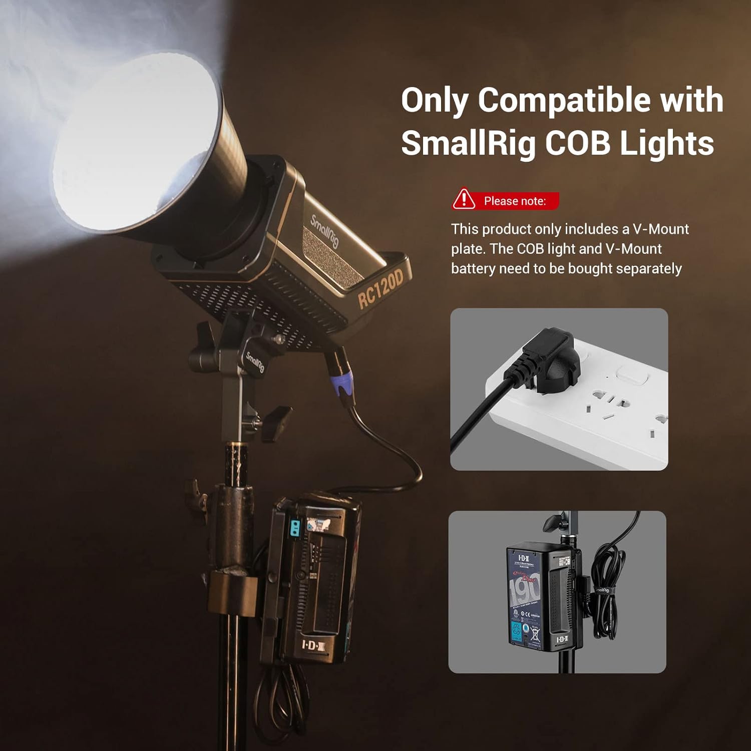 Thumbnail 4 de SMALLRIG V-mount batterie plaque pour lampe vidéo COB SMALLRIG 120B/120D/220B/220D (module de charge RA V1-3676)